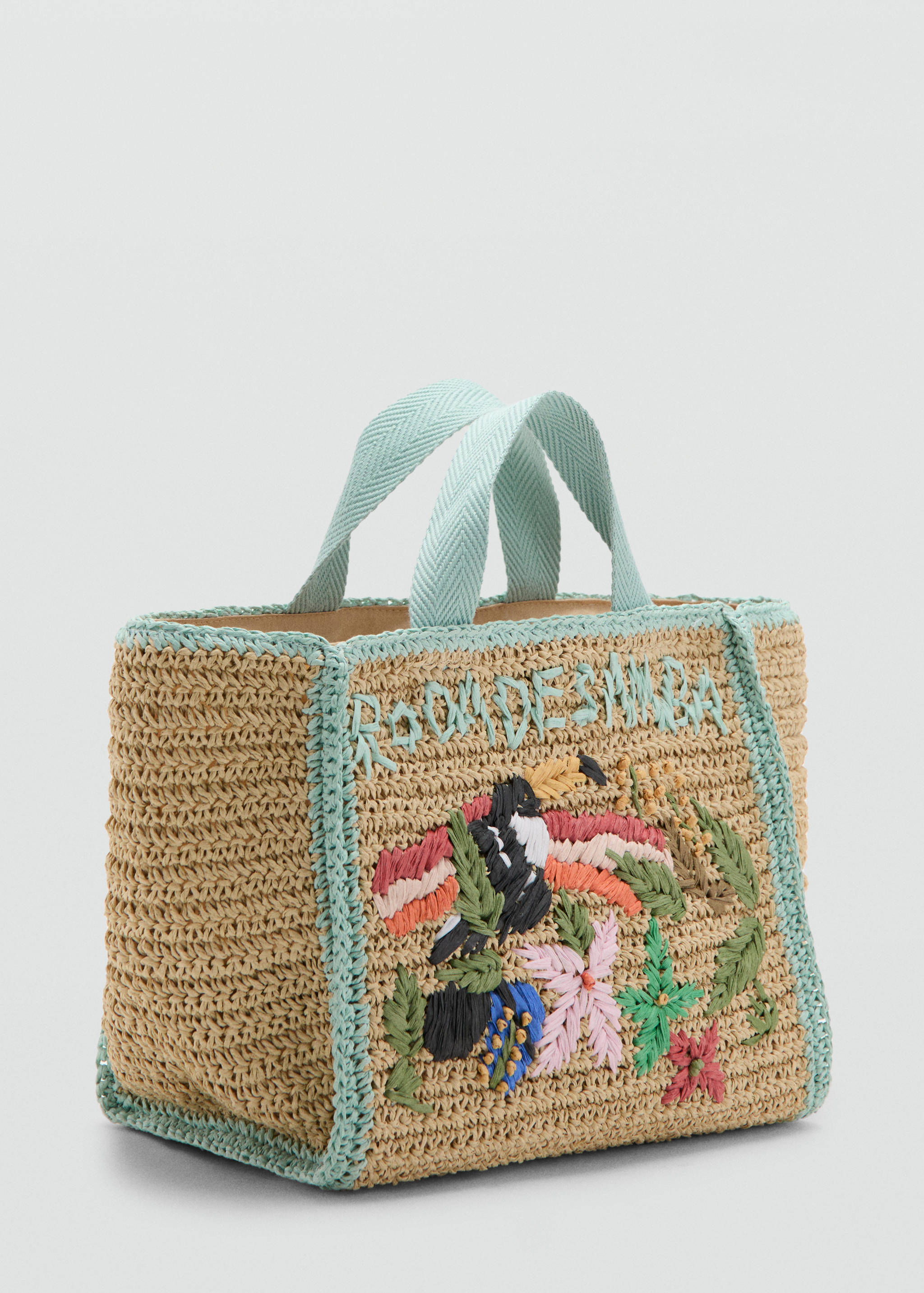 Square raffia handbag - Medium plane