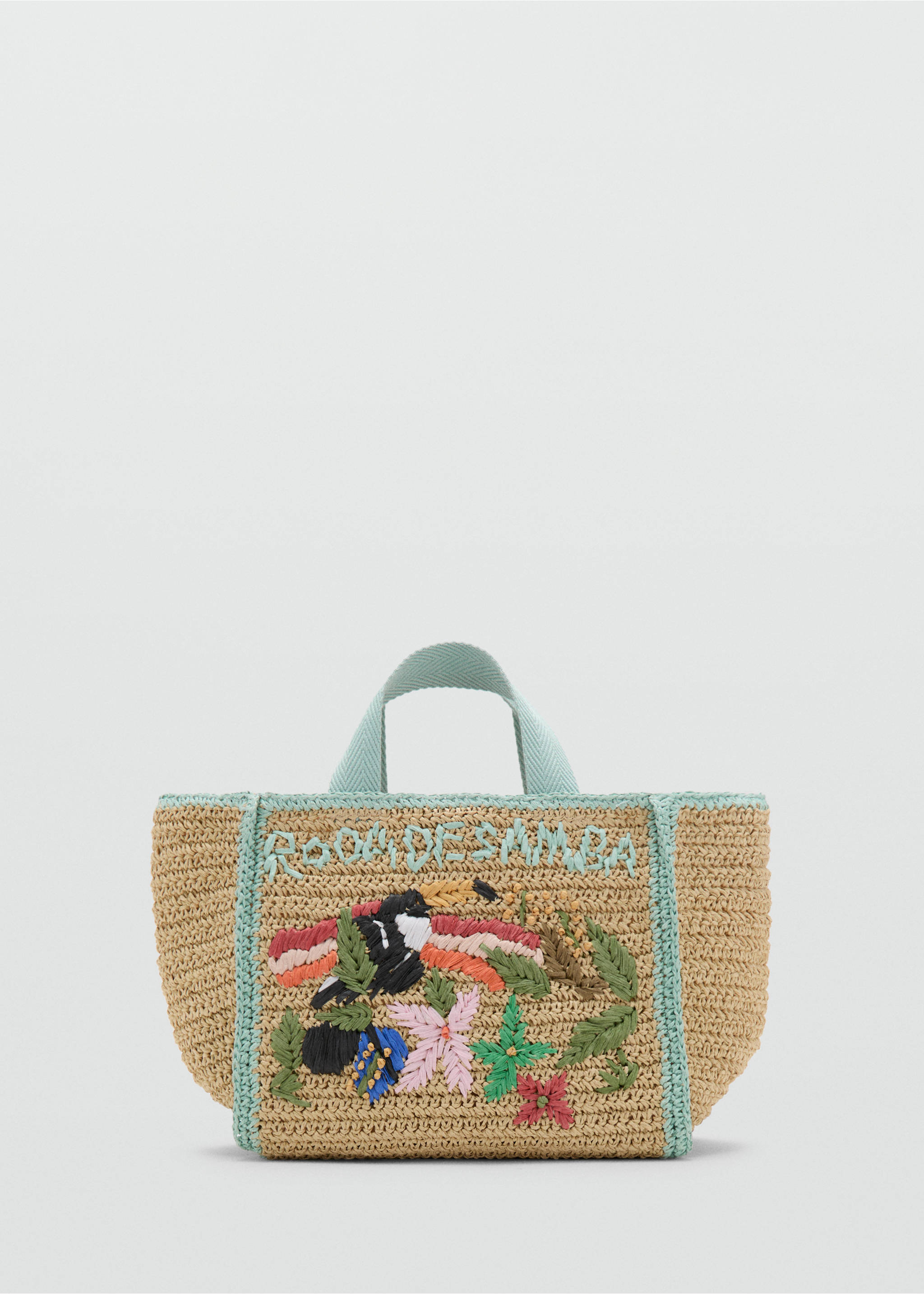 Square bag with tropical print - Article without model, Sand. Ref: 27057779-00.