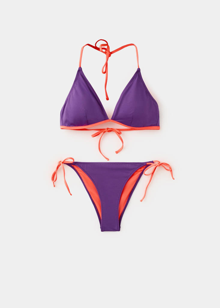 Two-tone bikini with medium-rise bottoms — Purple