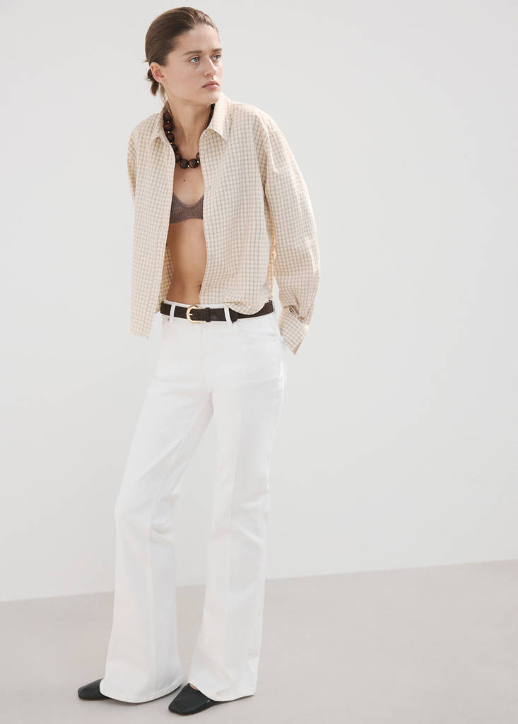 Violet flared high-rise jeans — White