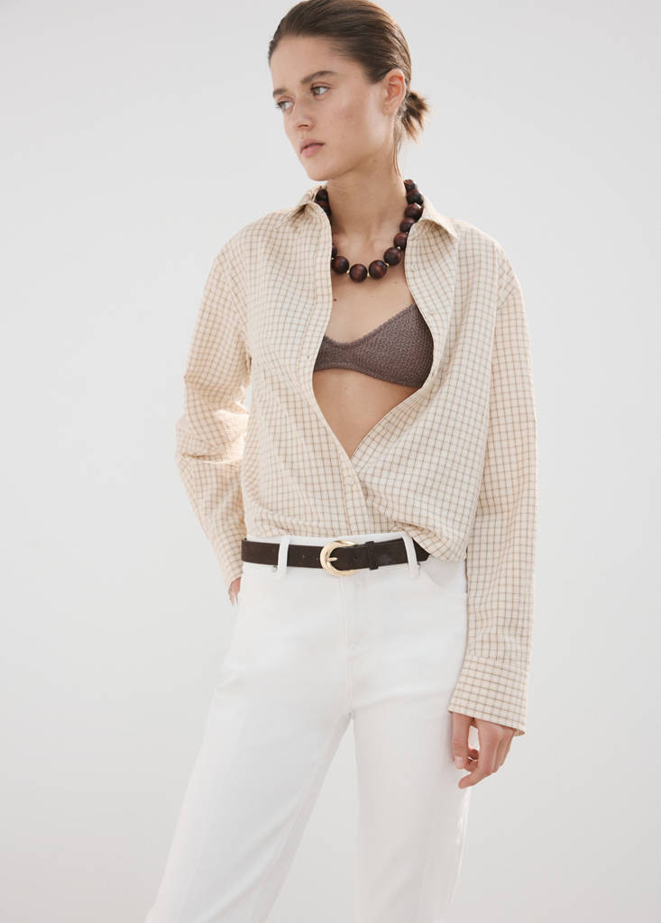 Violet flared high-rise jeans — White