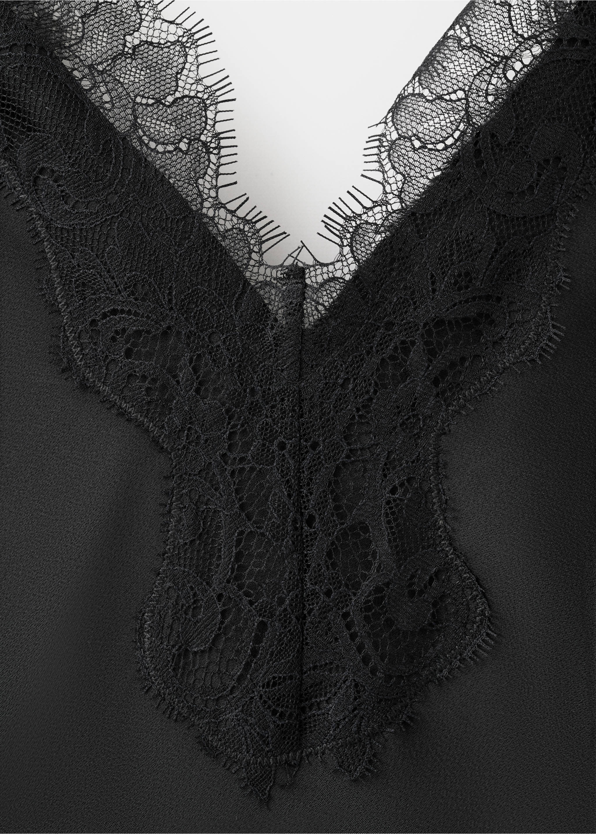 Lingerie top with lace neckline - Details of the article 8, Black. Ref: 27057784-00.