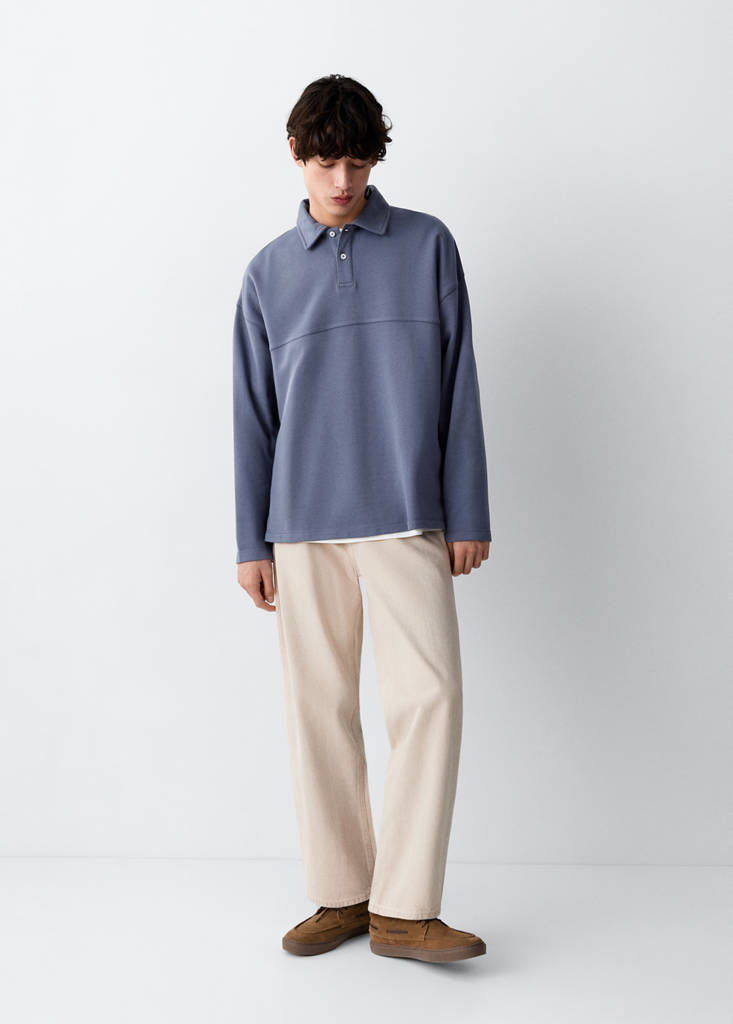 Polo-neck sweatshirt — Blue