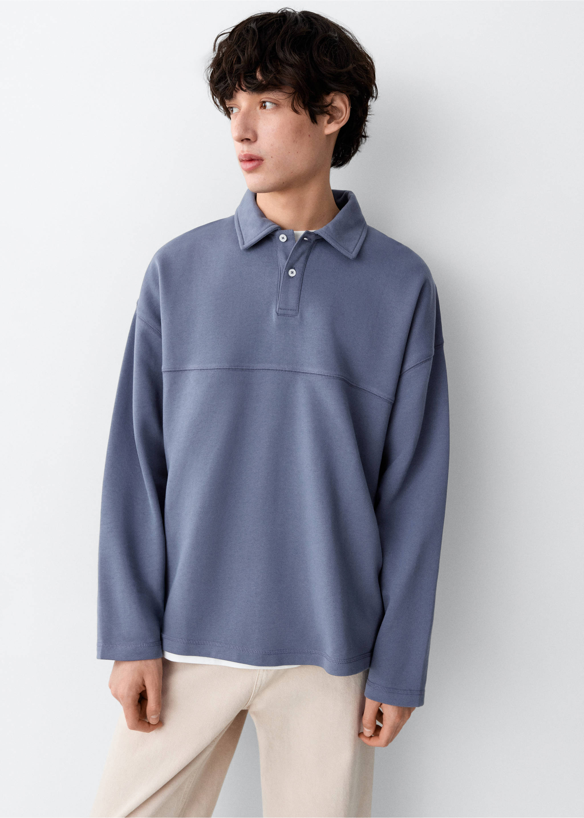 Polo-neck sweatshirt - Medium plane, Blue. Ref: 27057787-00.