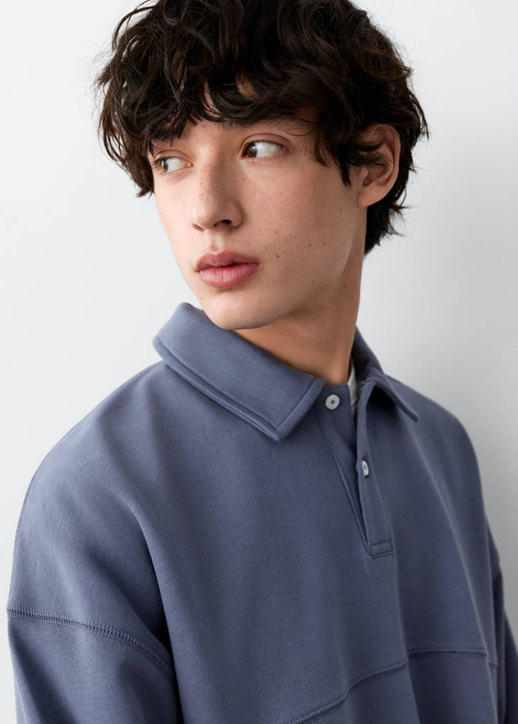 Polo-neck sweatshirt — Blue