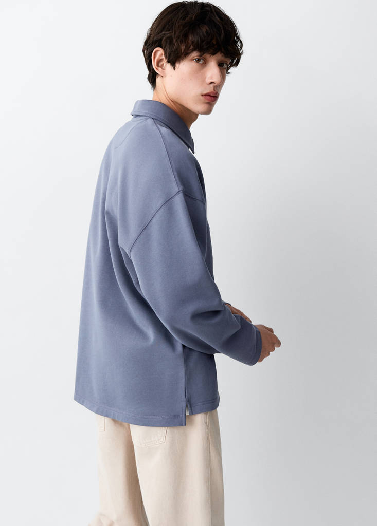 Polo-neck sweatshirt — Blue