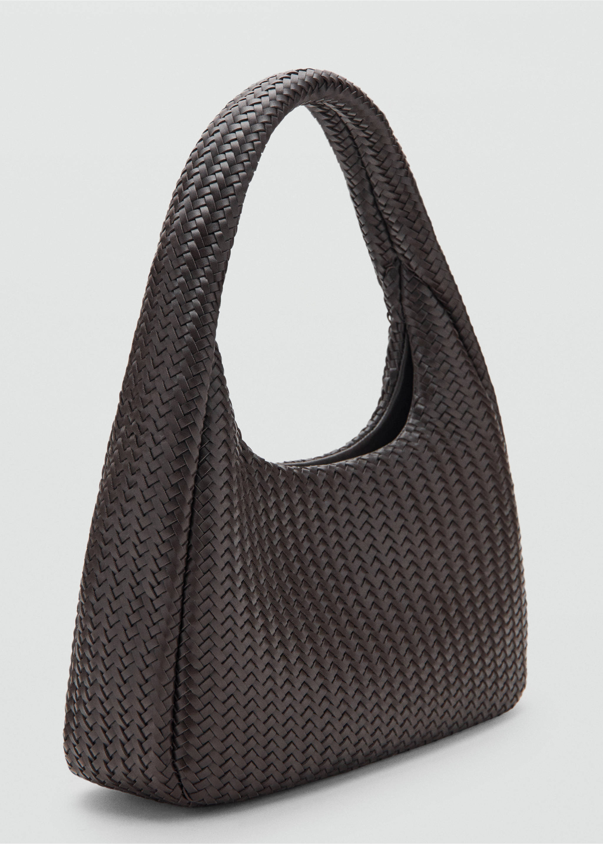 Braided shoulder bag - Medium plane, Chocolate. Ref: 27057792-00.