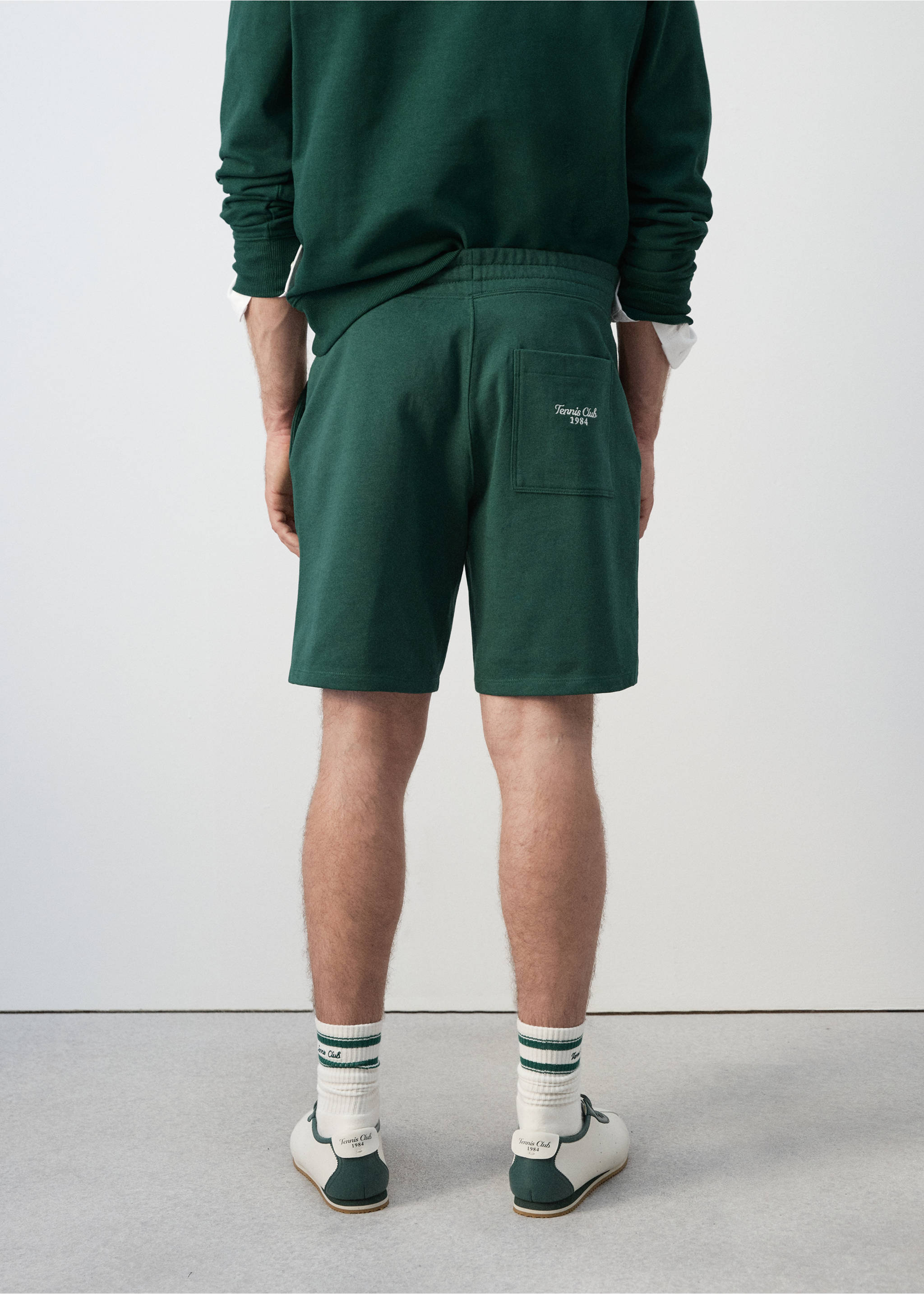 100% cotton bermuda shorts with drawstring - Reverse of the article, Dark Green. Ref: 27057793-00.