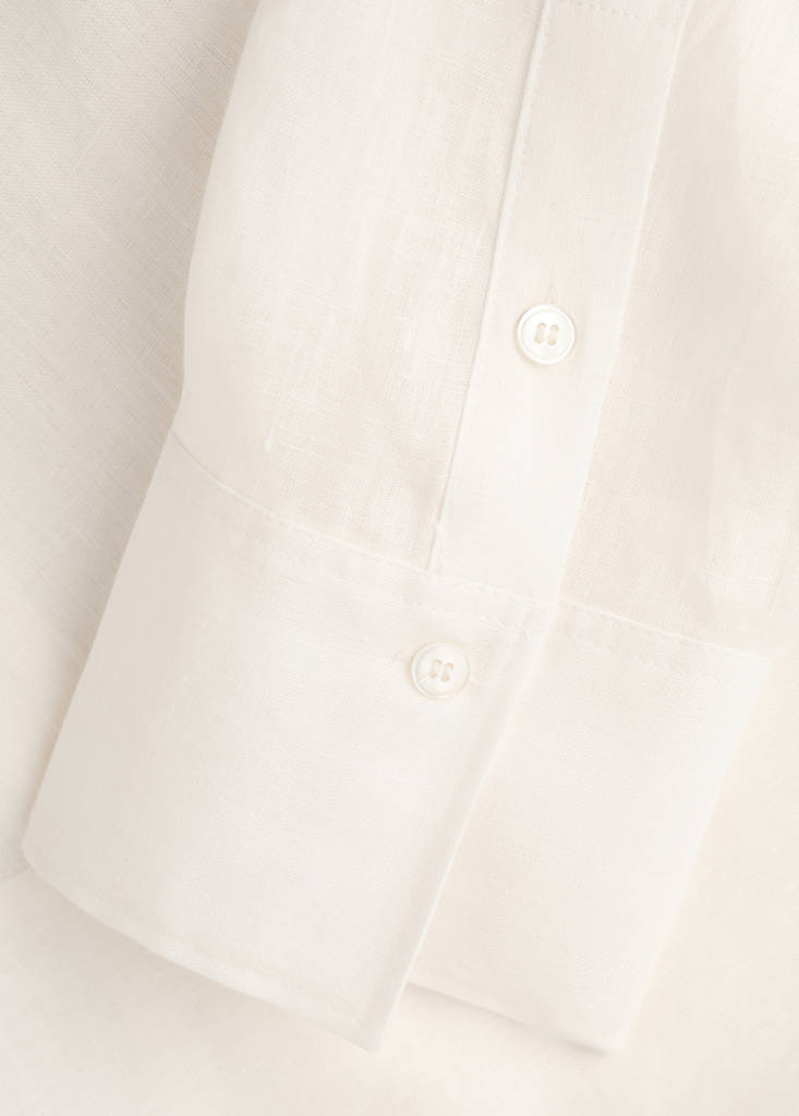 Linen tie blouse — Off White