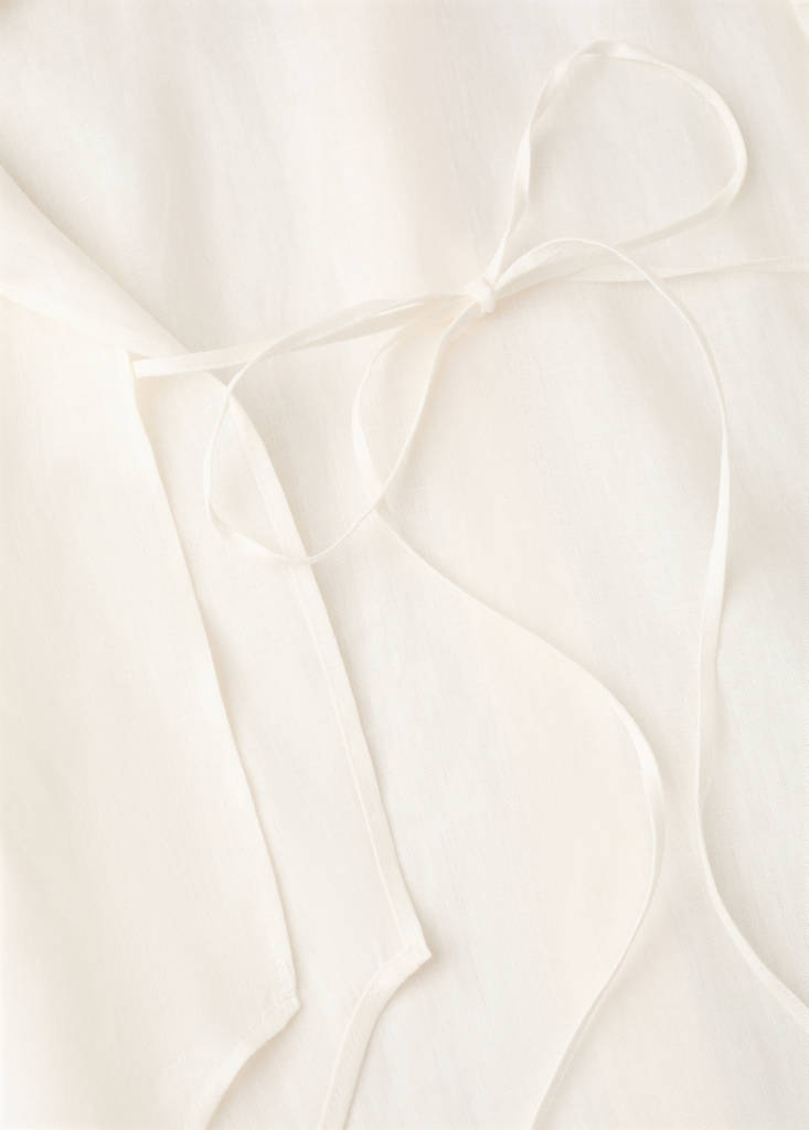 Linen tie blouse — Off White