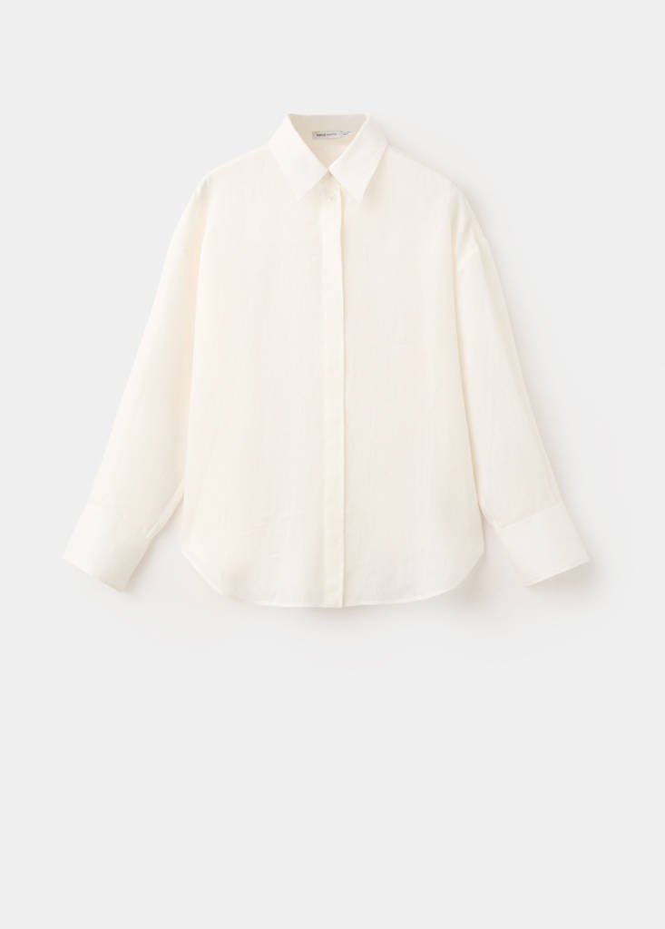 Linen tie blouse — Off White