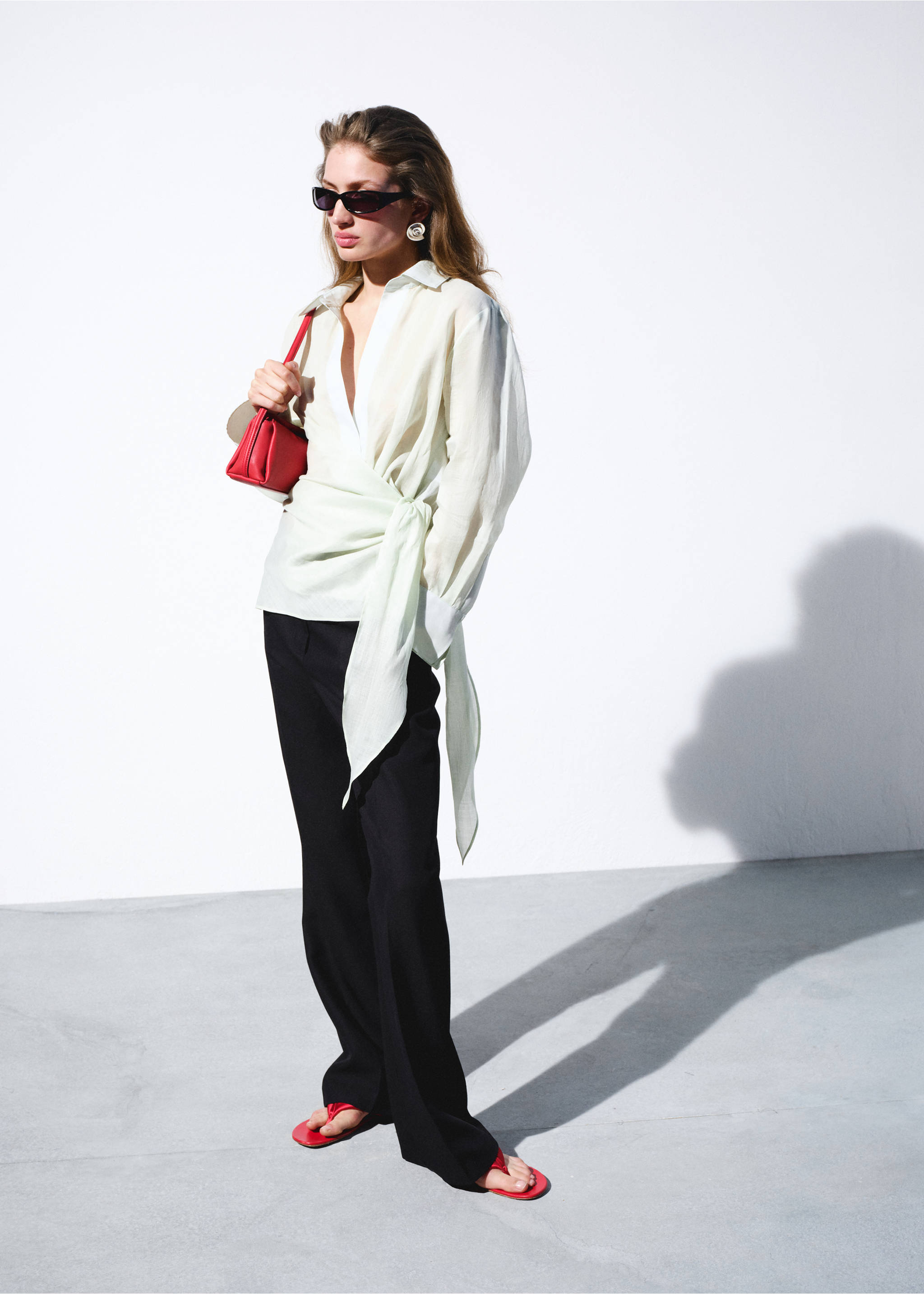 100% ramie double-breasted shirt - General plane, Green. Ref: 27057795-00.