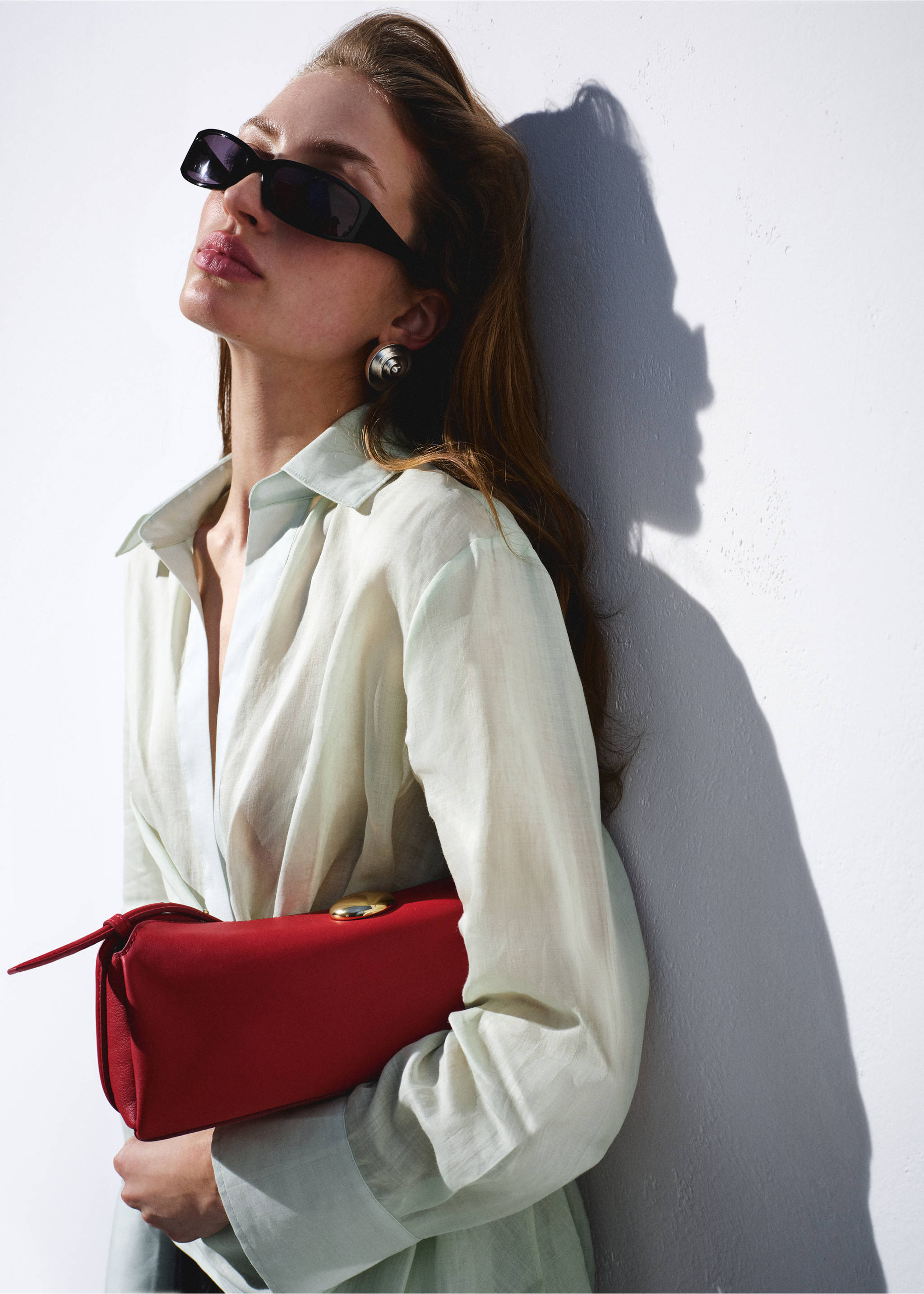 100% ramie double-breasted shirt - Details of the article 2, Green. Ref: 27057795-00.