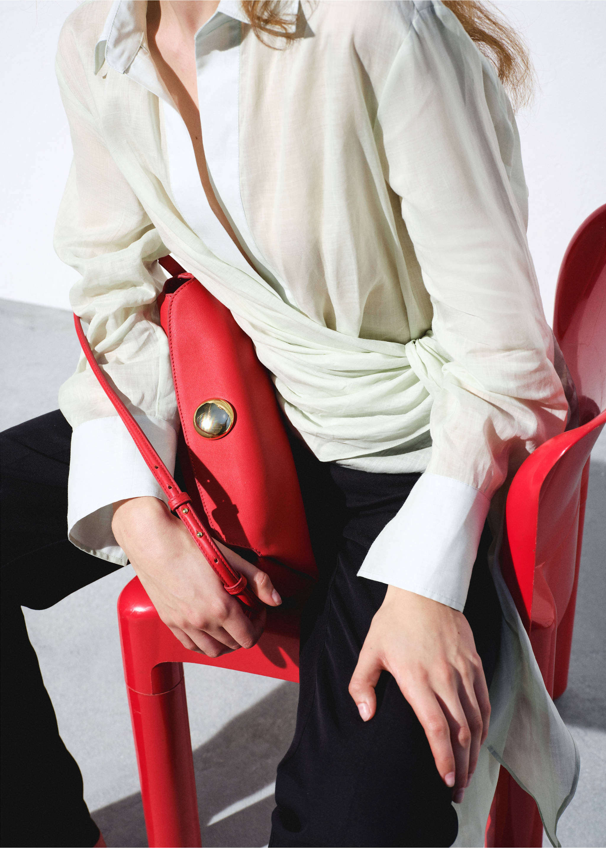 100% ramie double-breasted shirt - Details of the article 7, Green. Ref: 27057795-00.