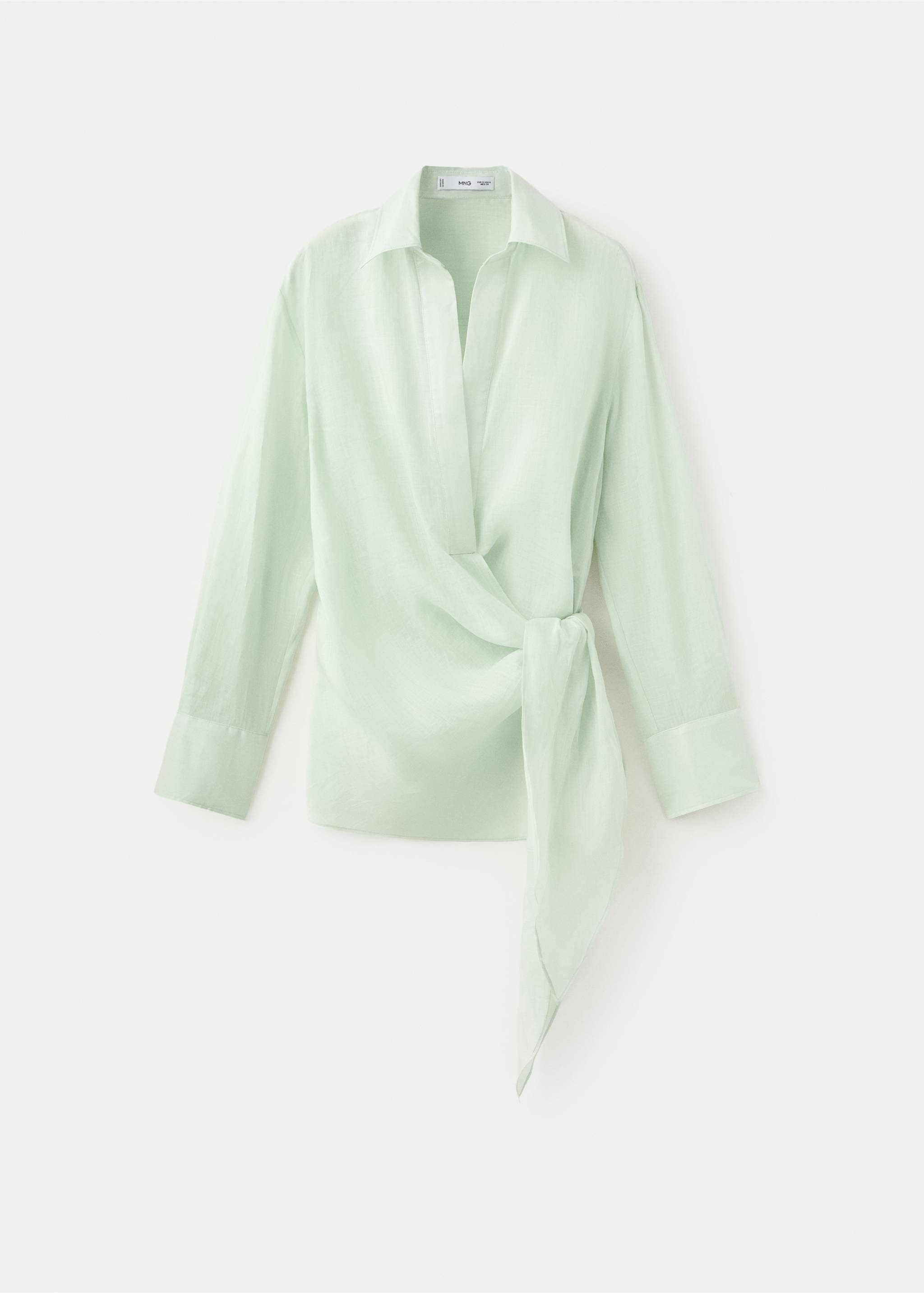 100% ramie double-breasted shirt - Article without model, Green. Ref: 27057795-00.