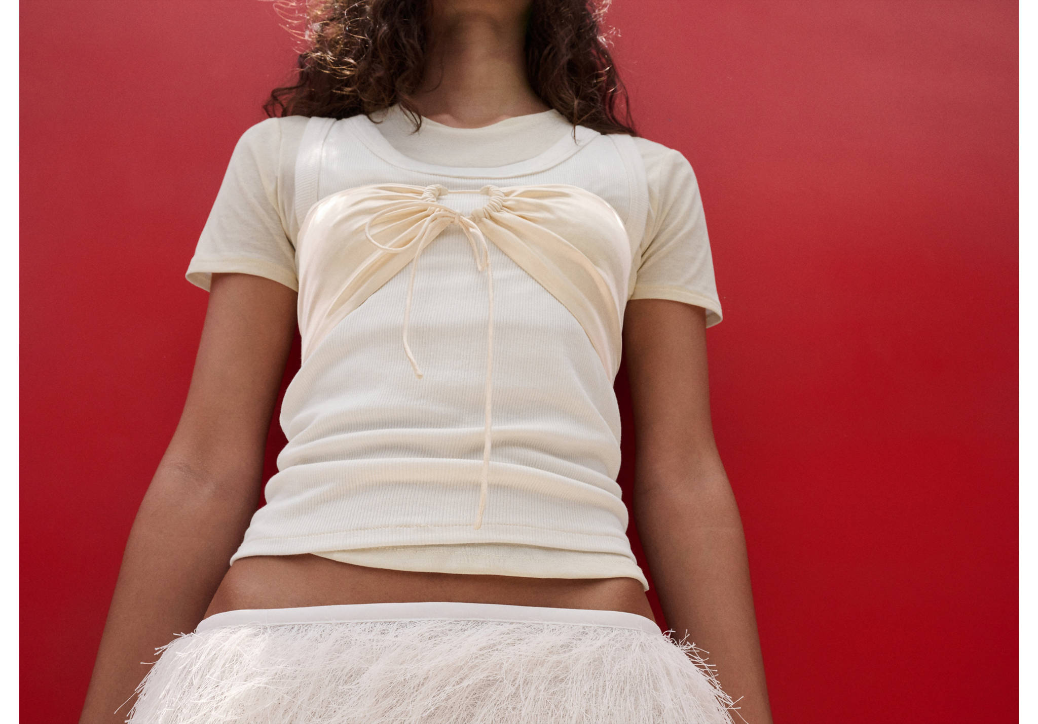 Satin bandeau top - Panoramic plane