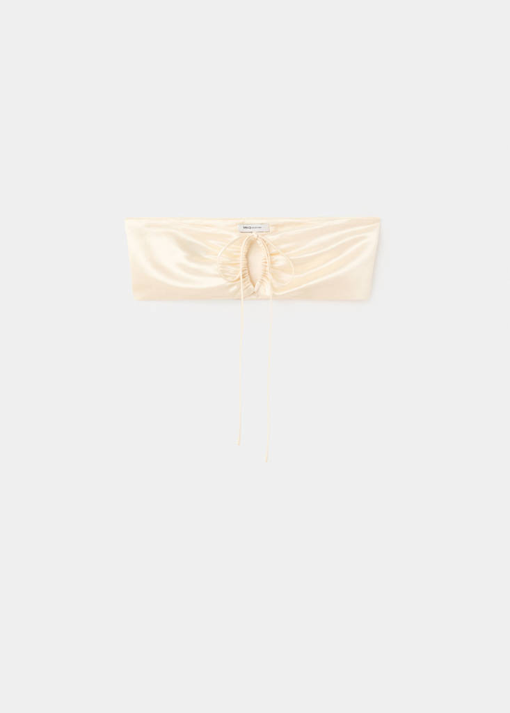 Satin bandeau top — Beige