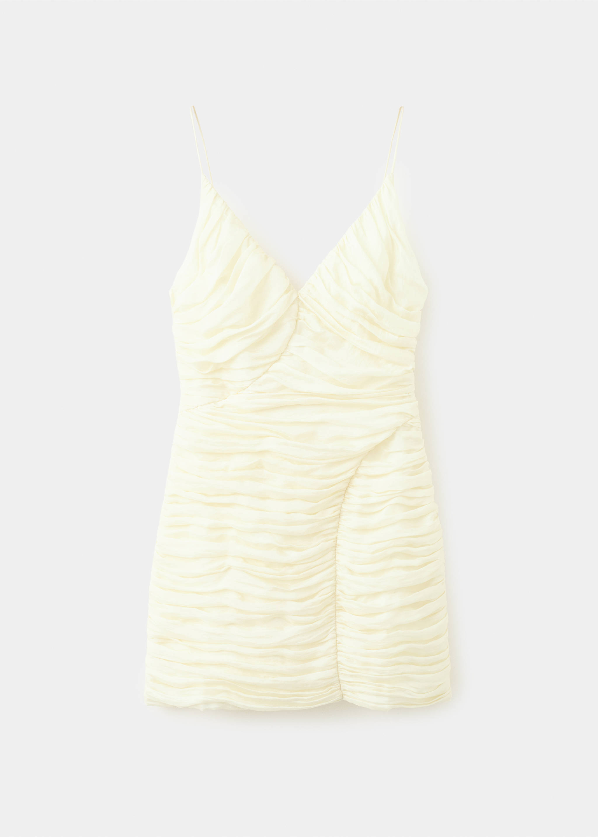 Draped V-neck dress - Article without model, Ecru. Ref: 27057801-00.