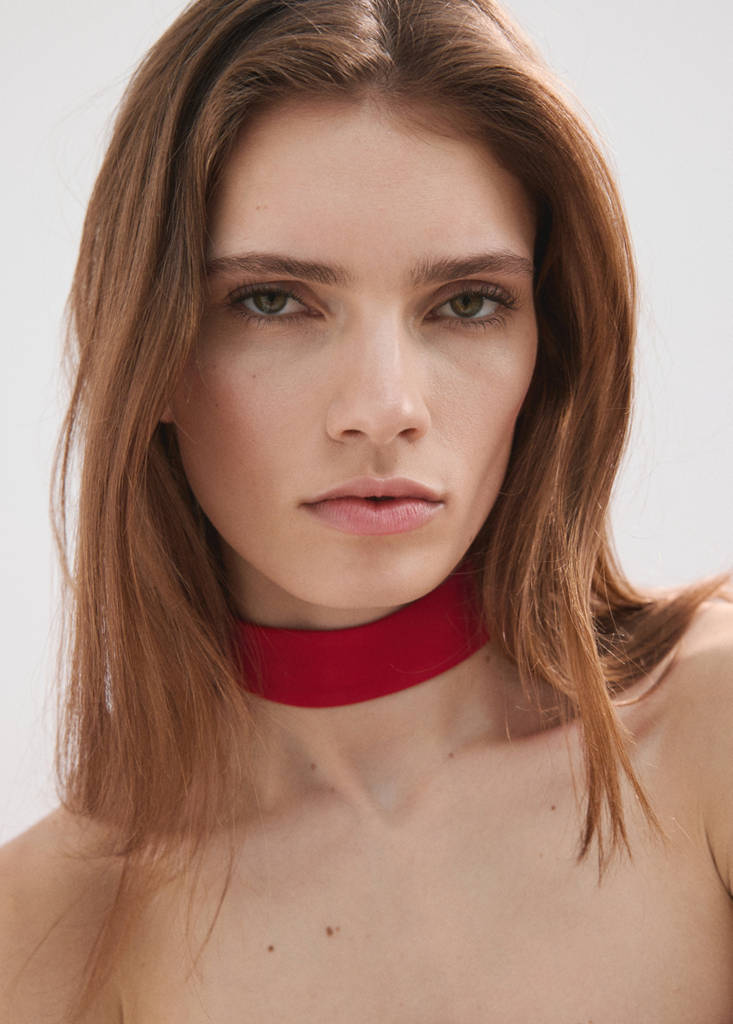 Lyocell strap neck top — Red