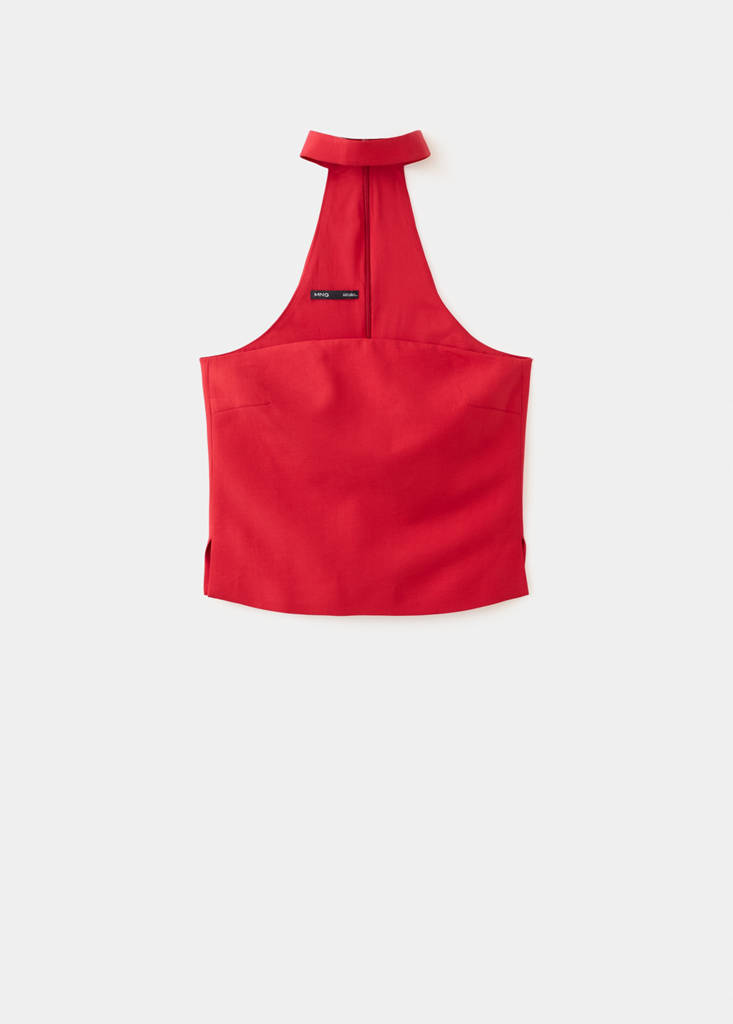 Lyocell strap neck top — Red
