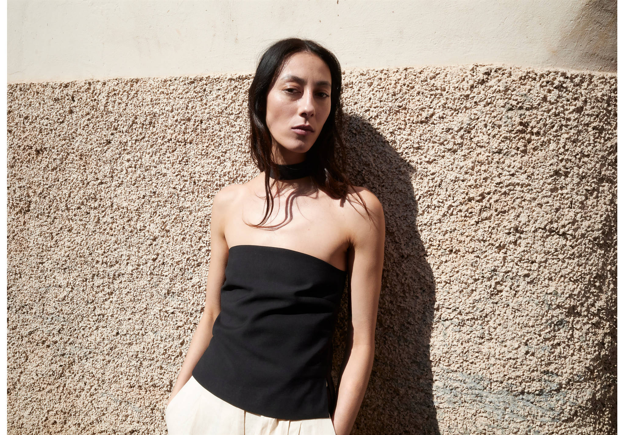 Lyocell strap neck top - Panoramic plane