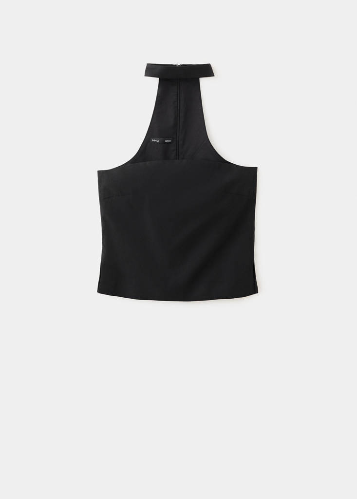 Lyocell strap neck top — Black