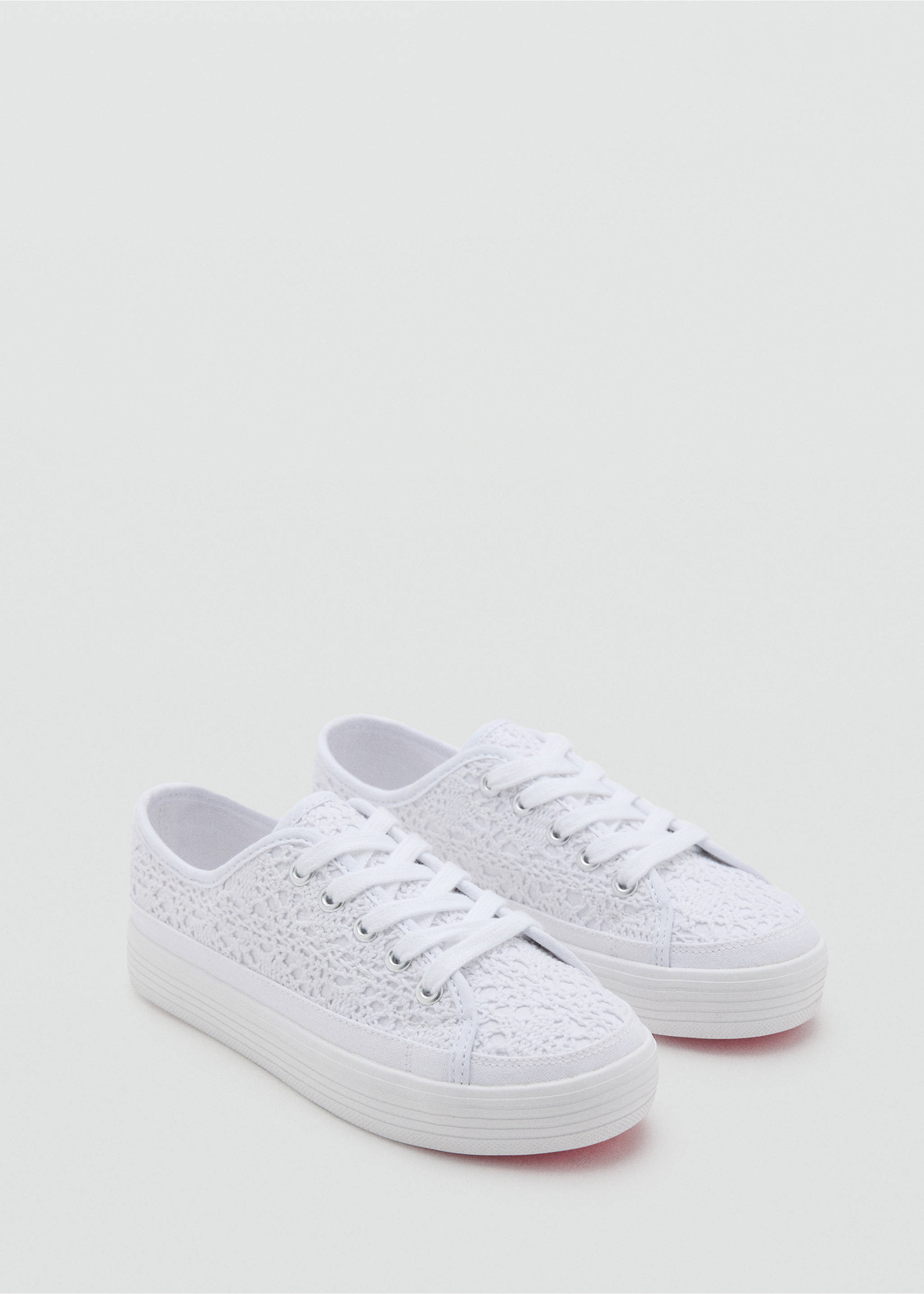 Embroidered sneakers - Medium plane, White. Ref: 27057892-00.