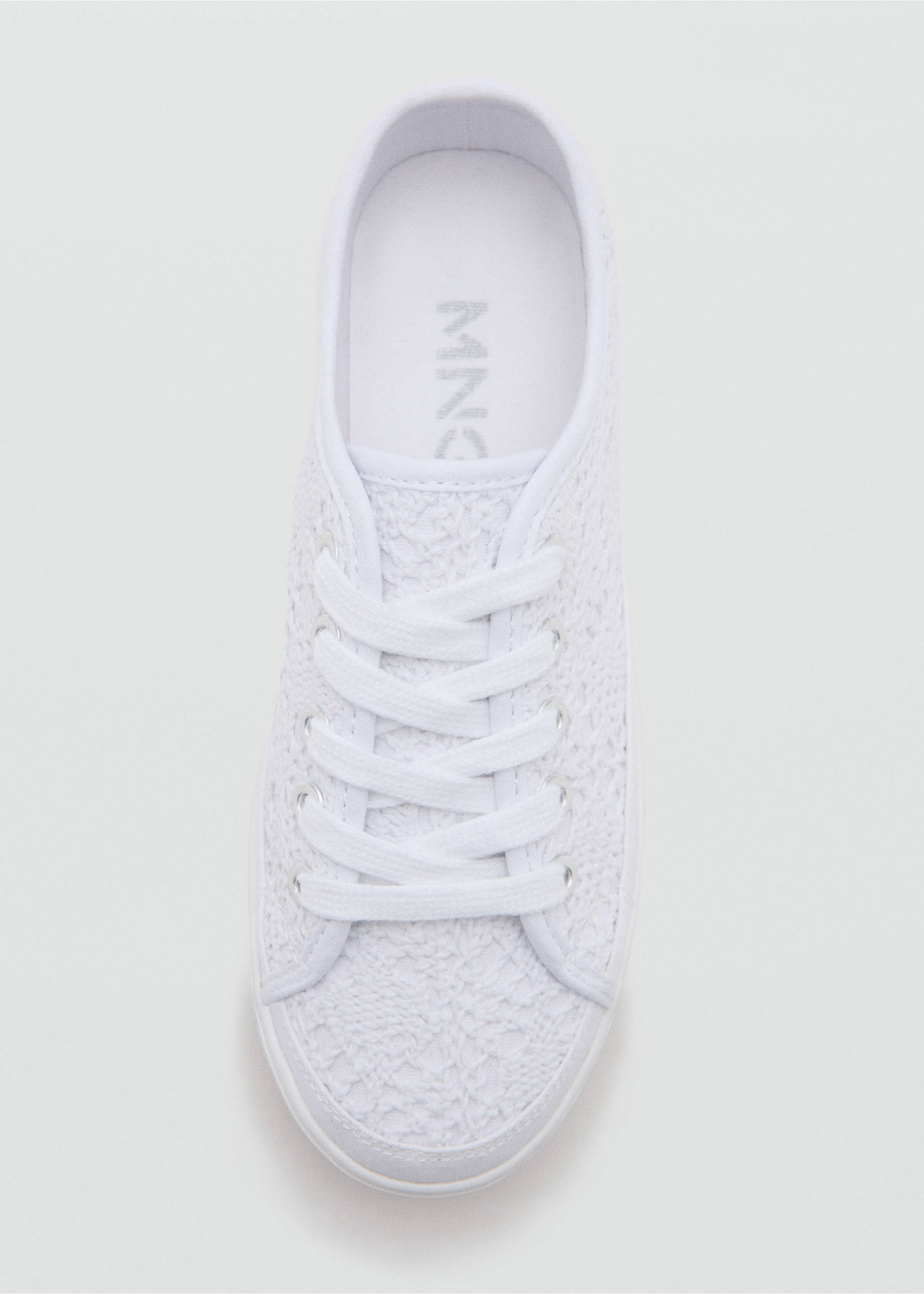 Embroidered sneakers - Details of the article 1, White. Ref: 27057892-00.