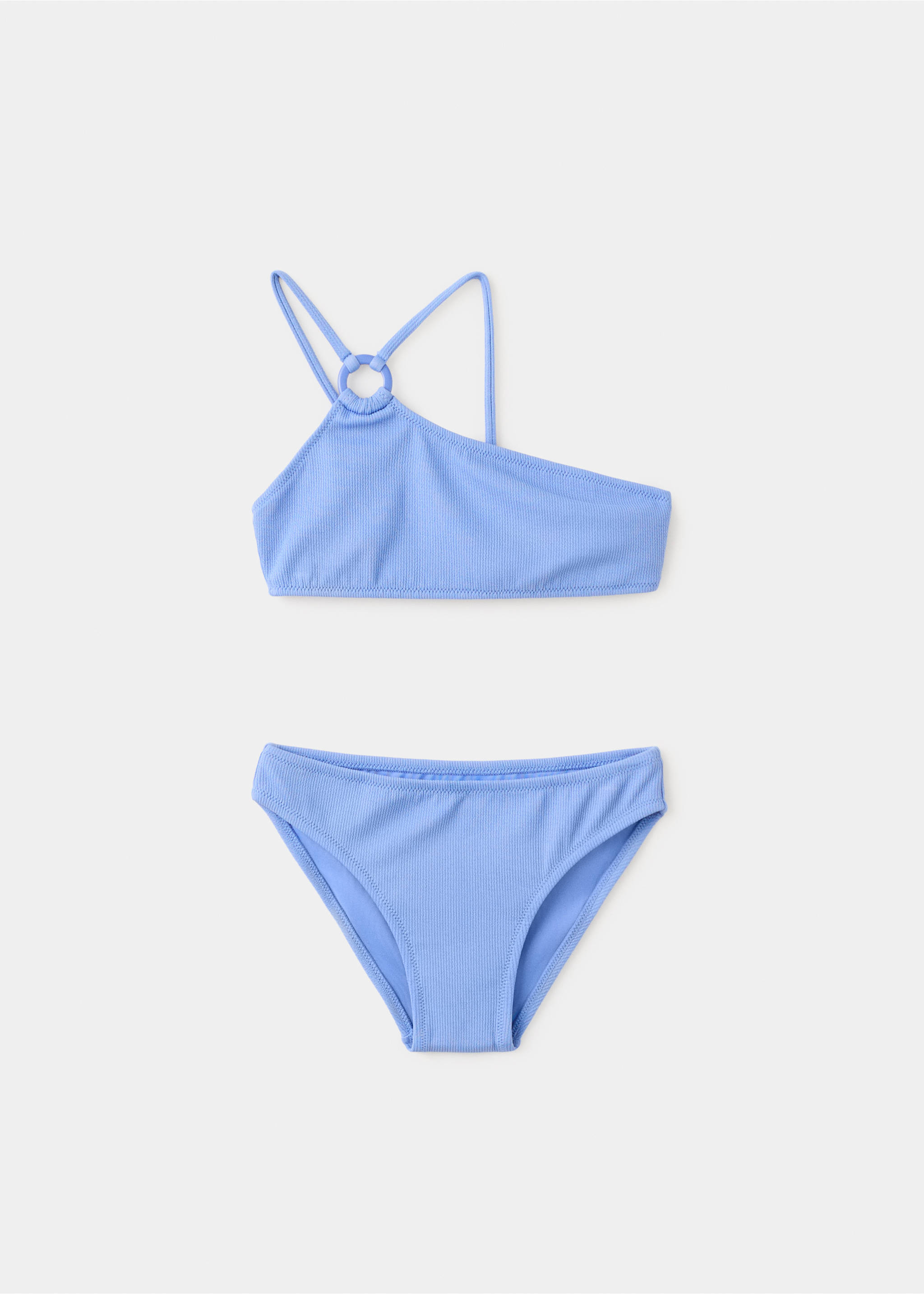 Bikini asymétrique côtelé - Article sans modèle, Bleu. Ref: 27057893-00.