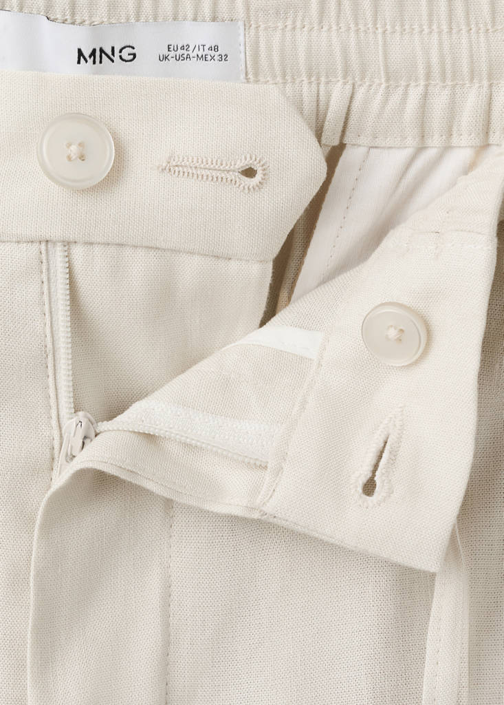 Striped slim-fit linen trousers — Ivory White