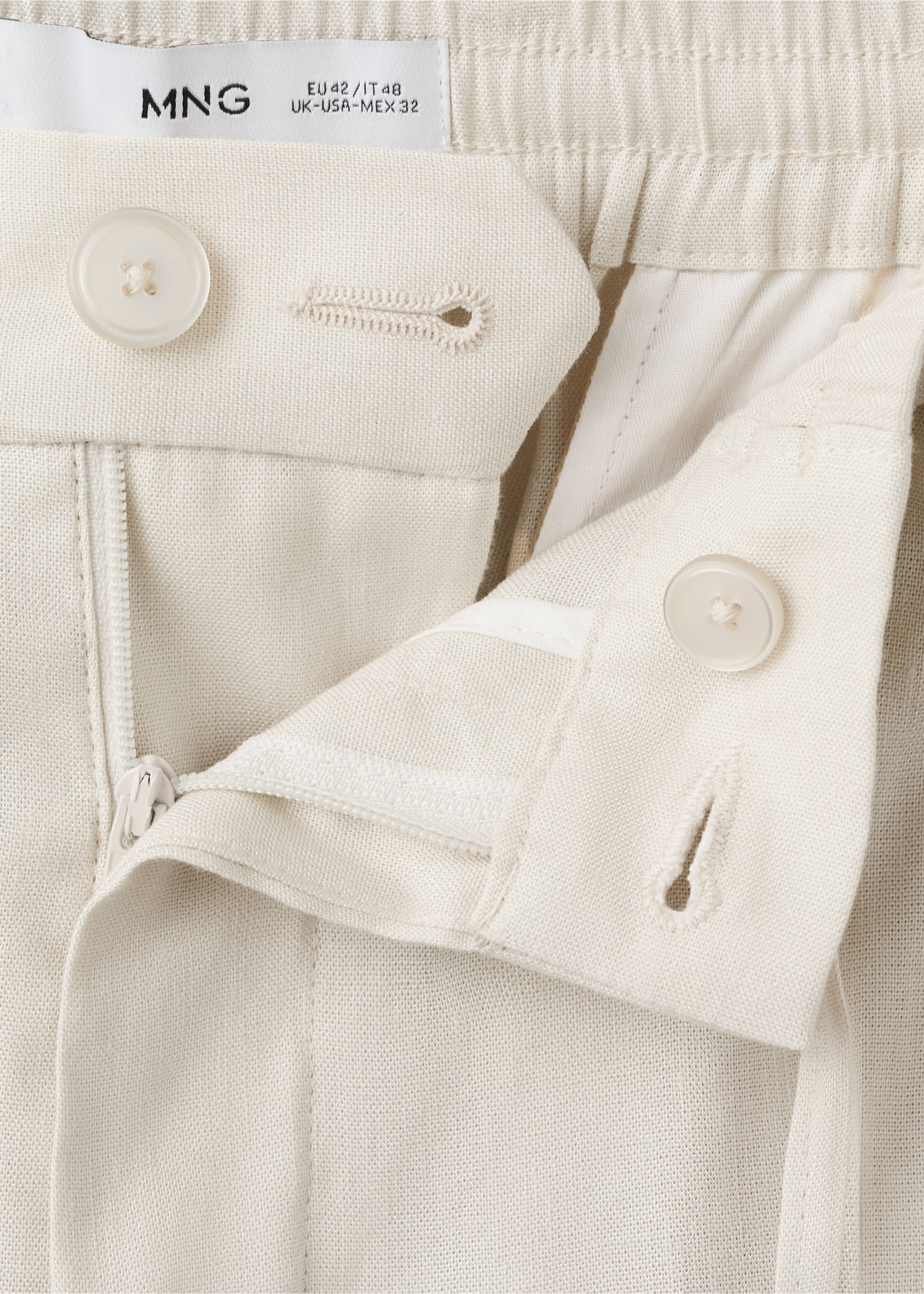 بنطلون سليم فيت مخطط من الكتان - تفاصيل المنتج 8, أبيض عاجي. Ref: 27057895-00.