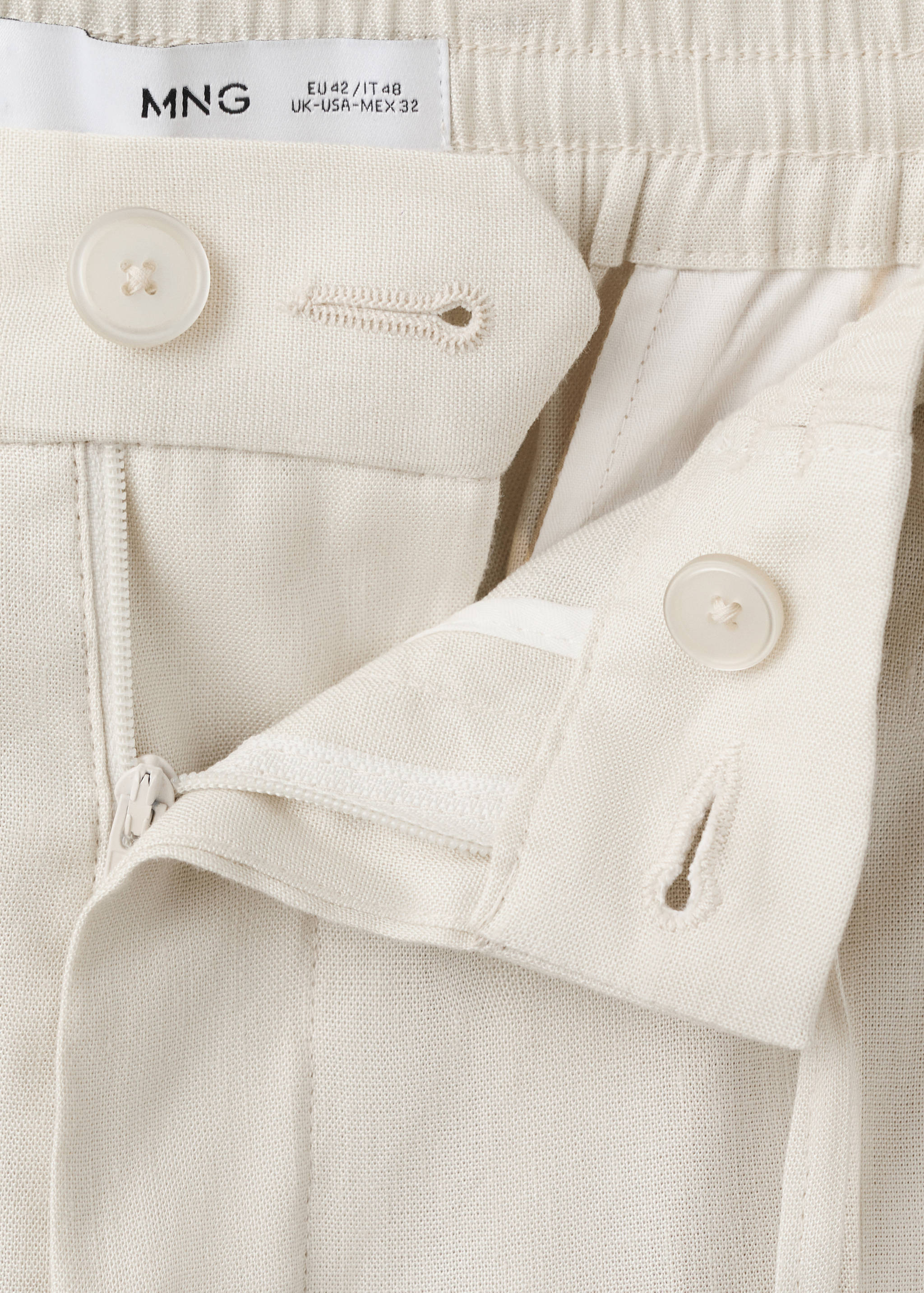 بنطلون سليم فيت مخطط من الكتان - تفاصيل المنتج 8