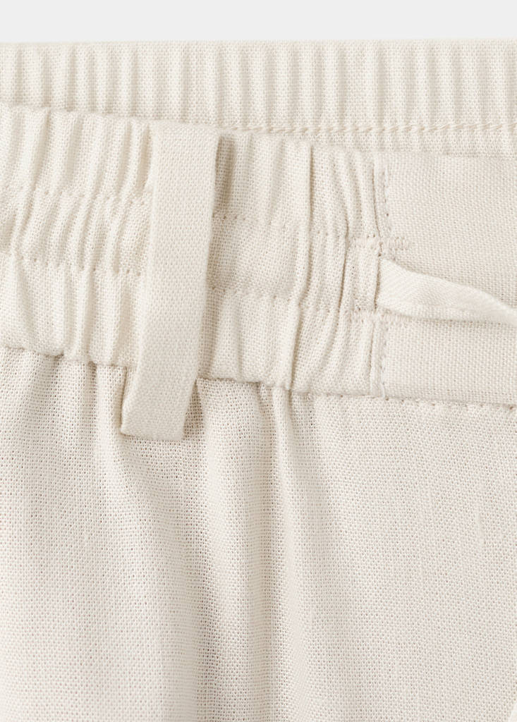 Striped slim-fit linen trousers — Ivory White