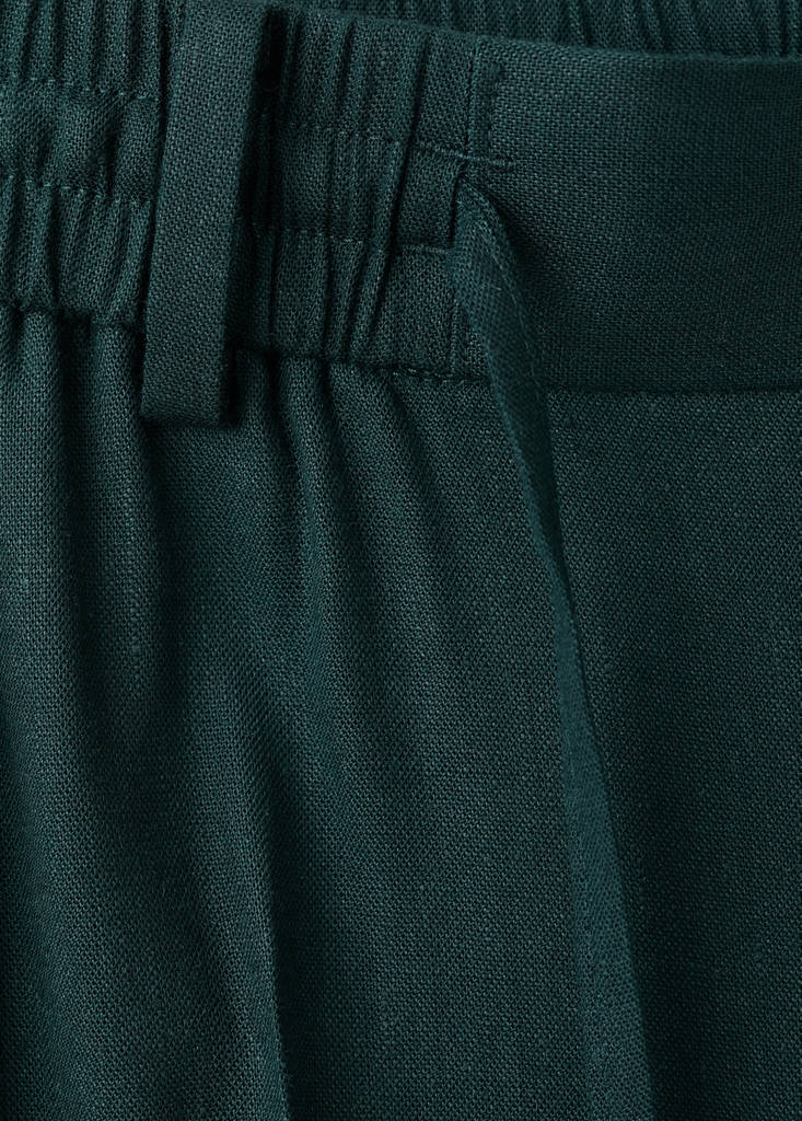 Striped slim-fit linen trousers — Dark Green