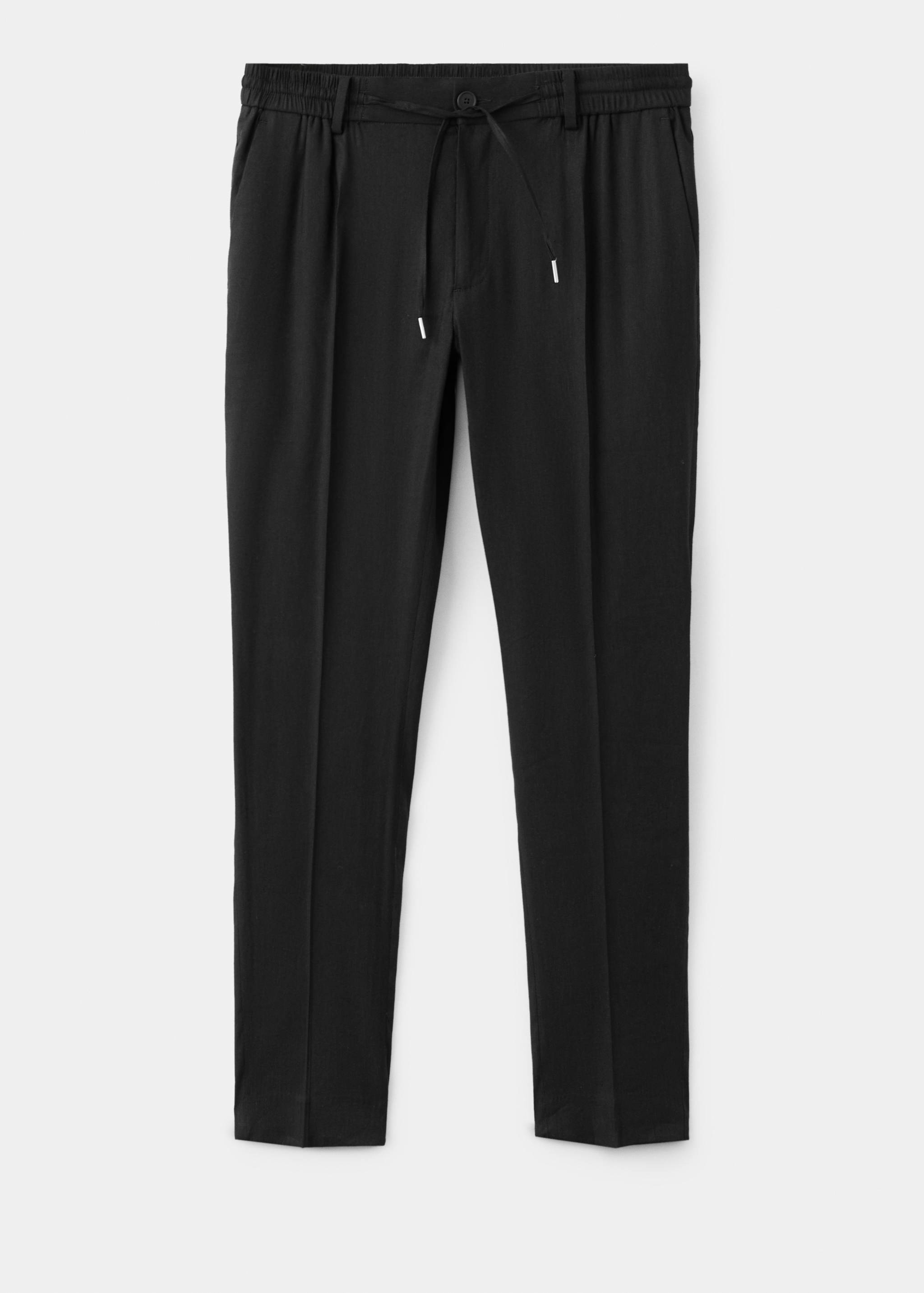 بنطلون سليم فيت مخطط من الكتان - منتج دون نموذج