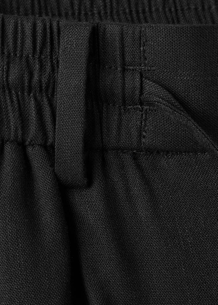 Striped slim-fit linen trousers — Black