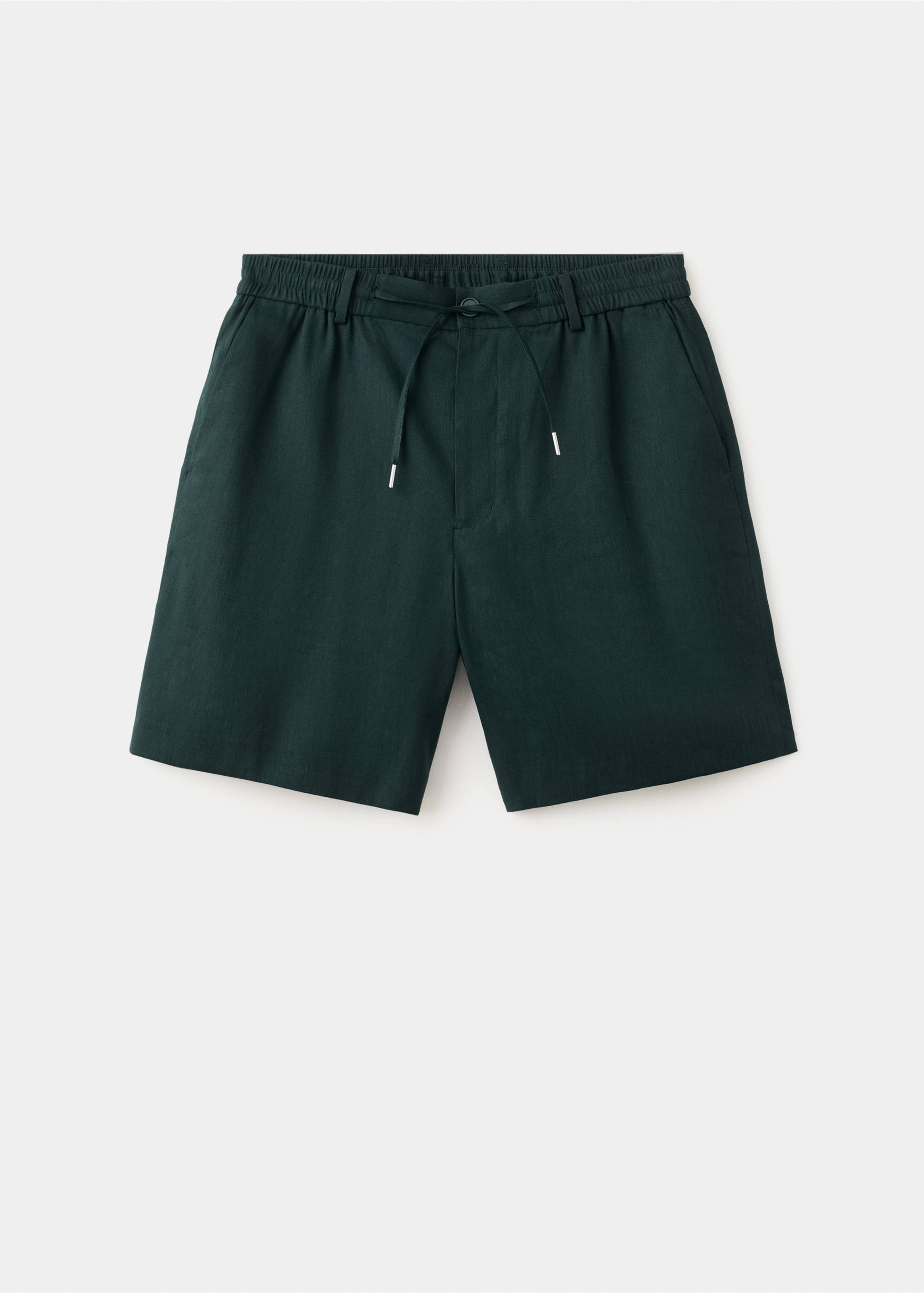 Slim-fit linen bermuda shorts - Article without model, Dark Green. Ref: 27057896-00.