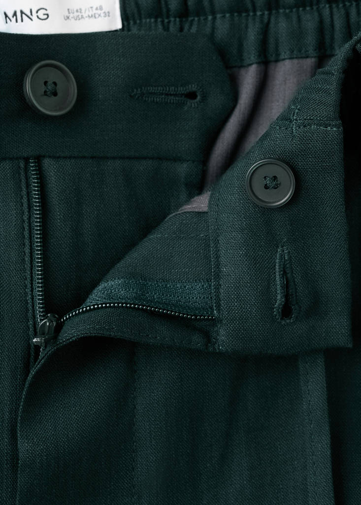 Linen-blend Bermuda shorts with cord detail — Dark Green