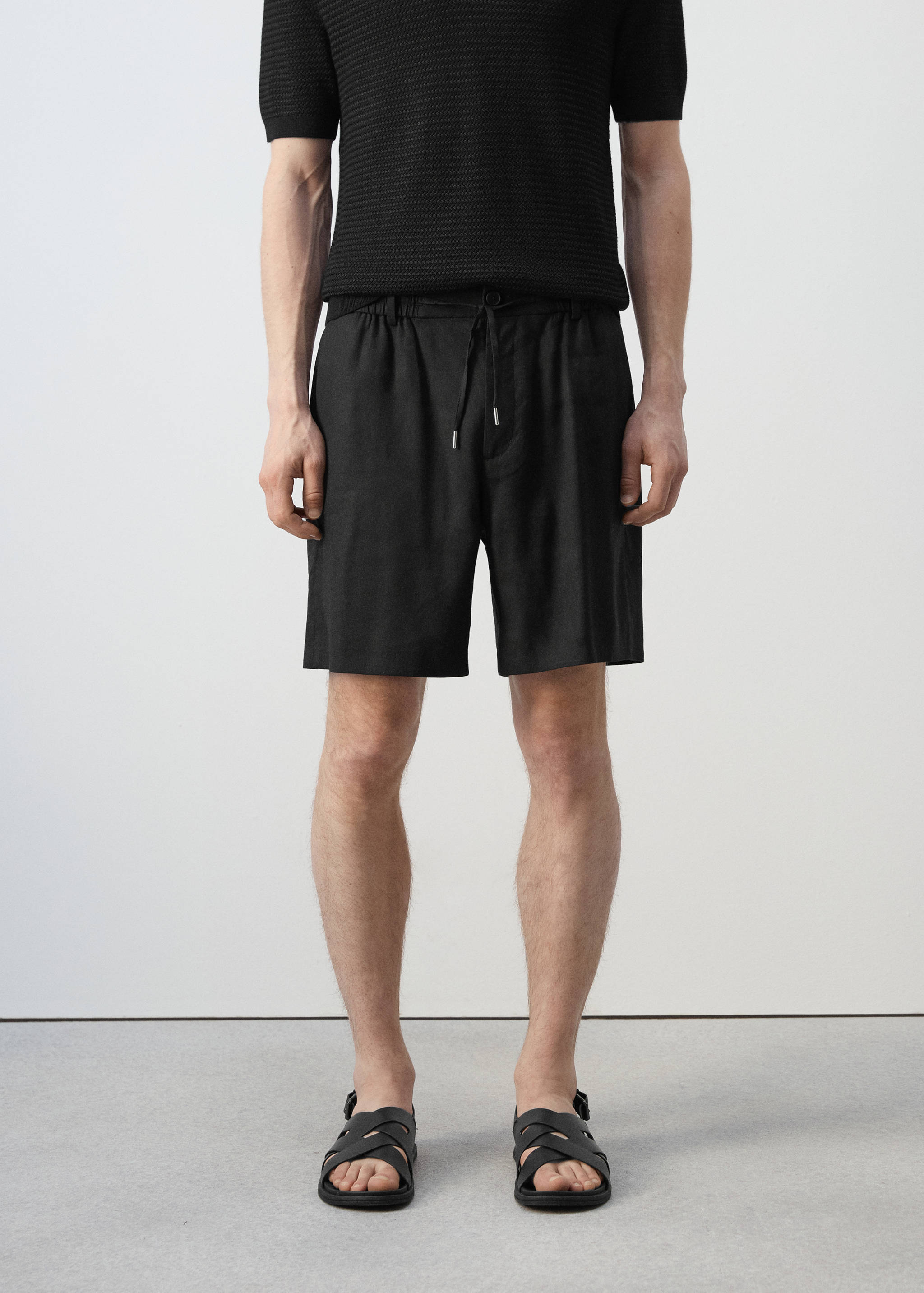 Slim-fit linen bermuda shorts - Medium plane