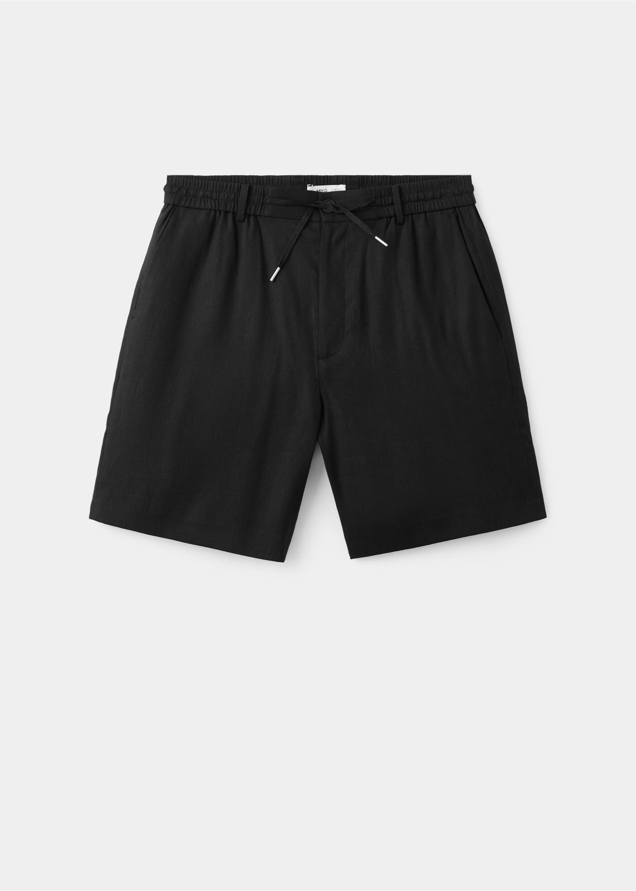 Slim-fit linen bermuda shorts - Article without model, Black. Ref: 27057896-00.