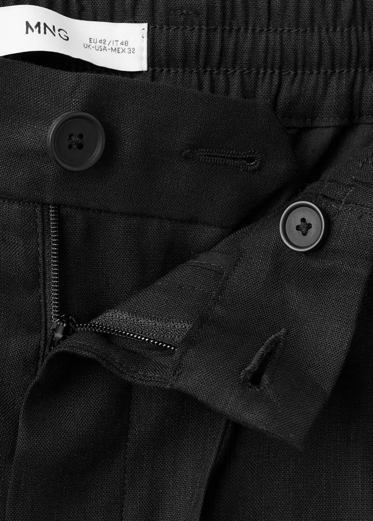 Linen-blend Bermuda shorts with cord detail — Black
