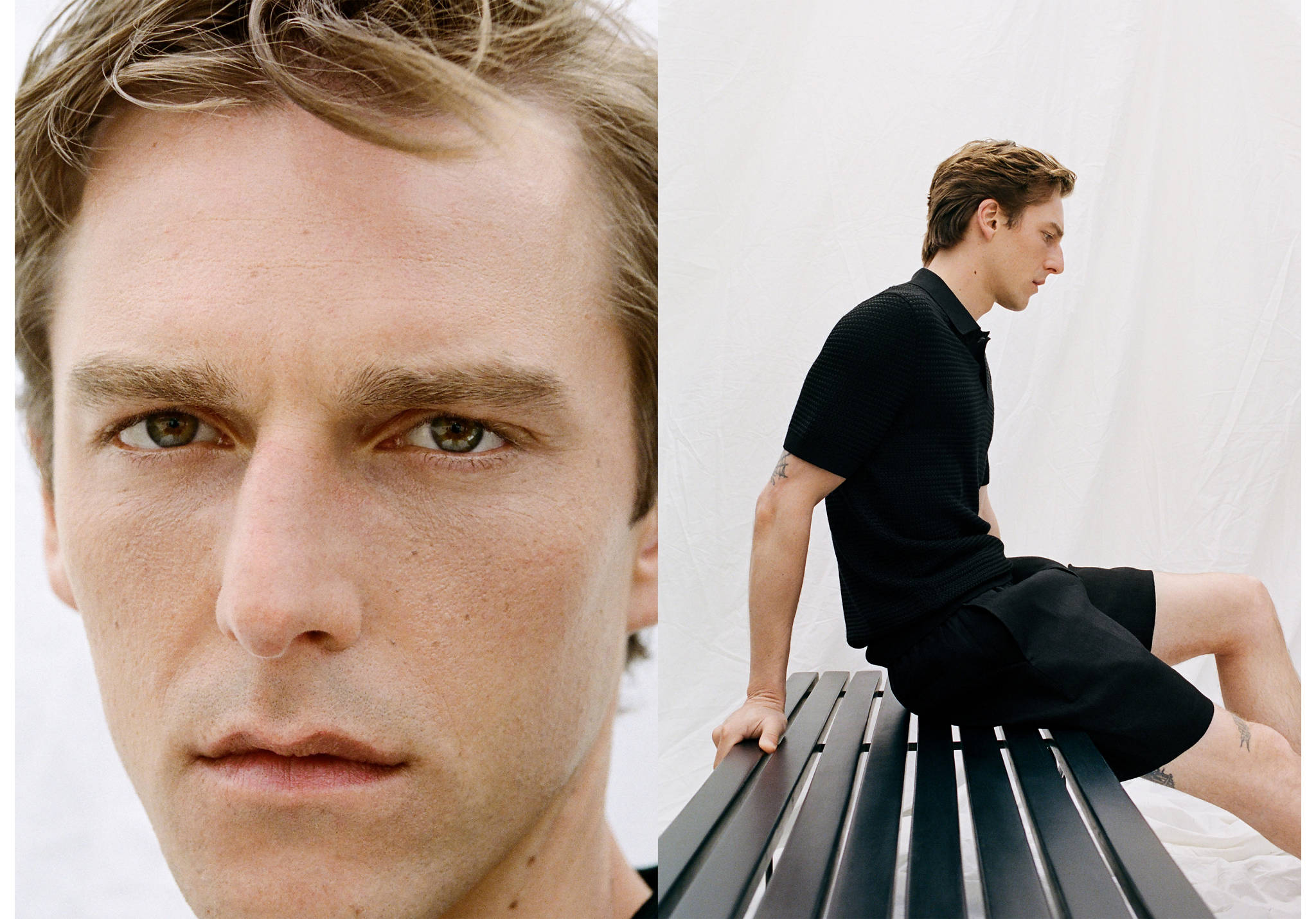 Linen Bermuda shorts with cord detail - Panoramic plane