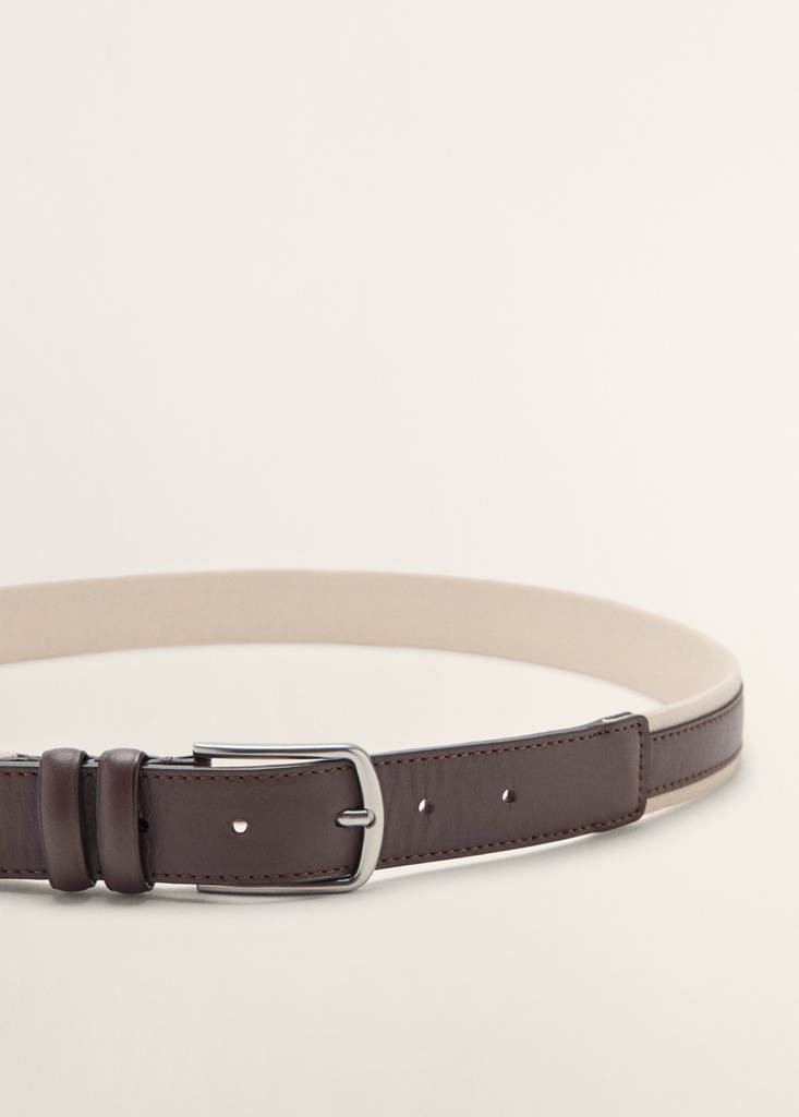 Mango Leather Mixed Belt In Brown