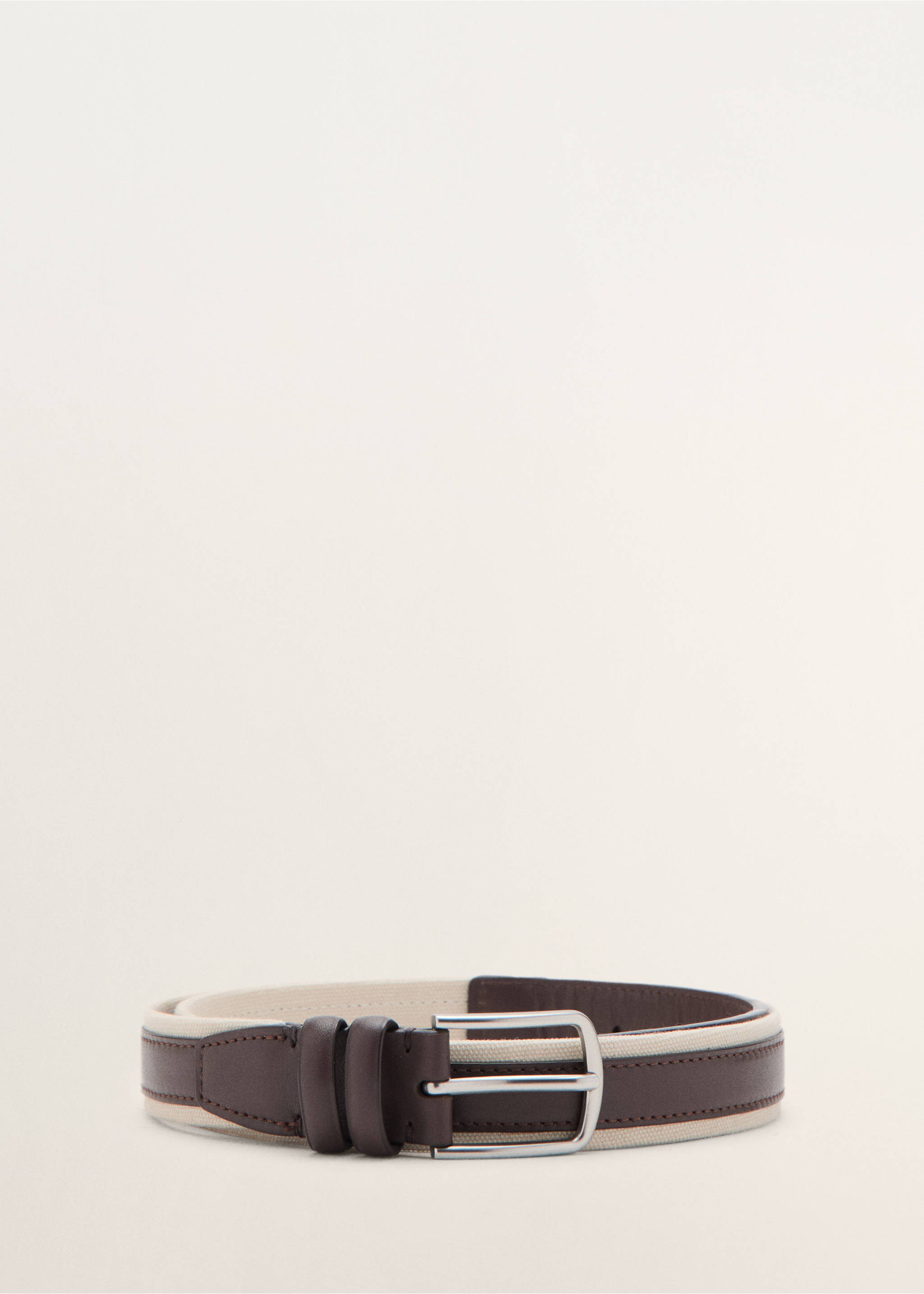 Leather mixed belt - Article without model, Brown. Ref: 27057899-00.
