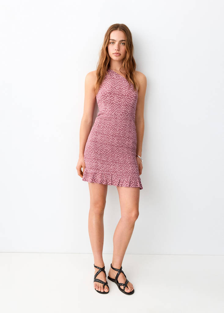 Printed asymmetrical dress — Pastel Pink