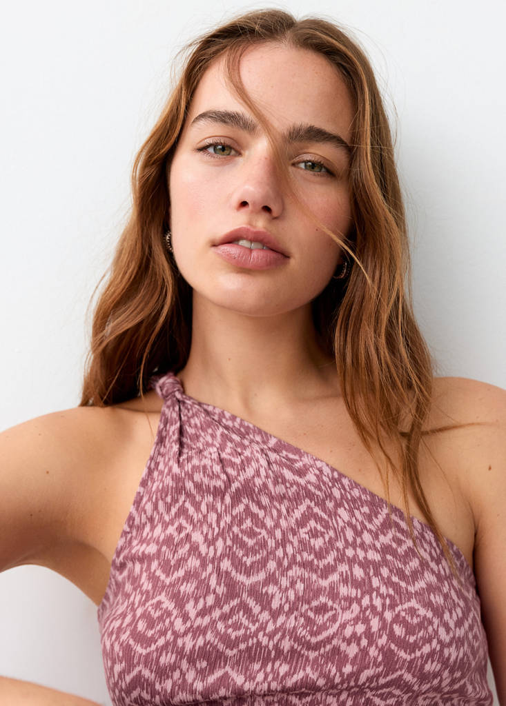 Printed asymmetrical dress — Pastel Pink