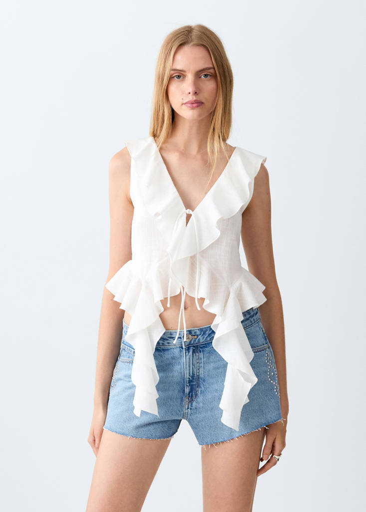 Ruffled top — Off White