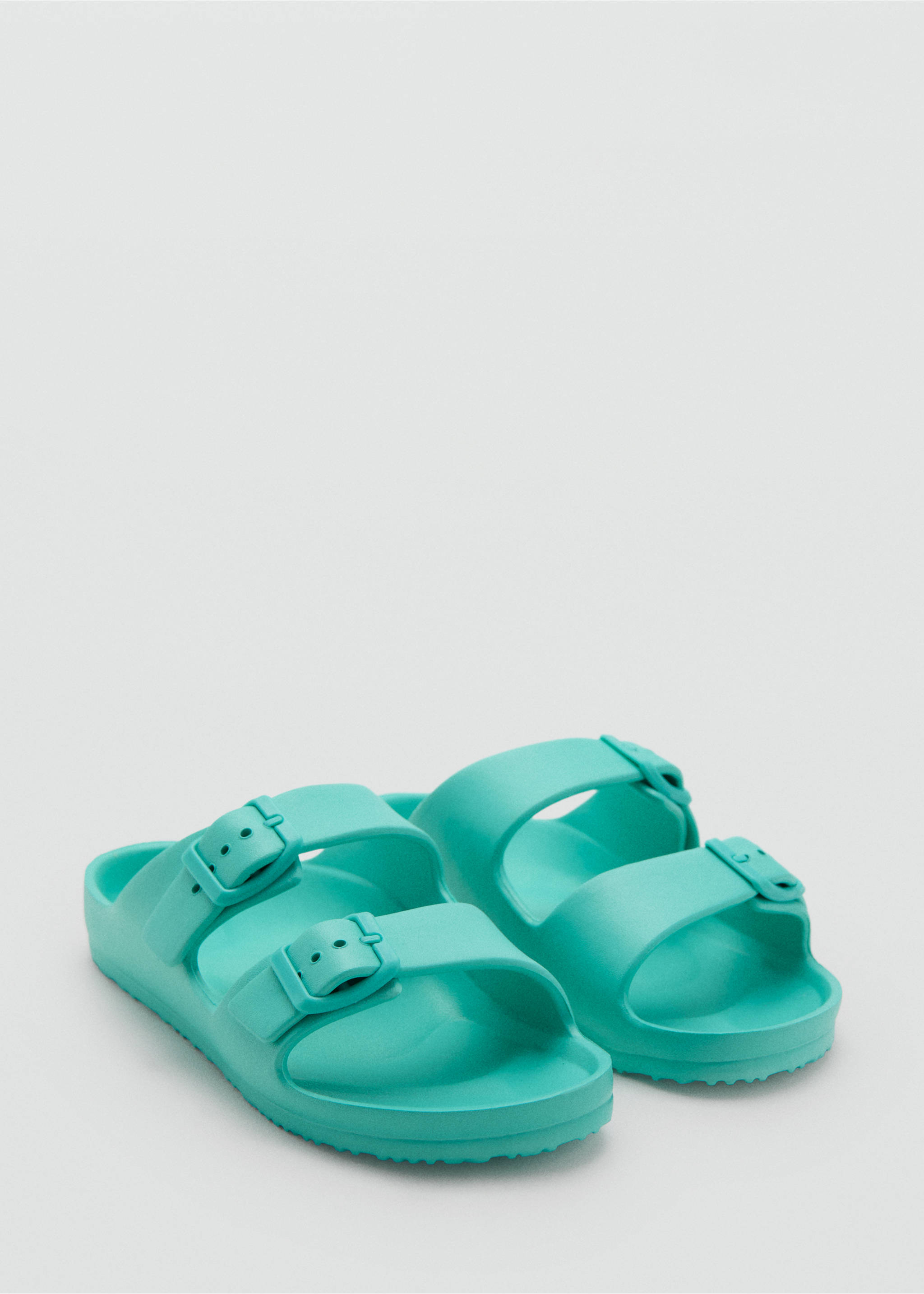Sandales en gomme à boucles - Plan moyen, Turquoise. Ref: 27057902-00.