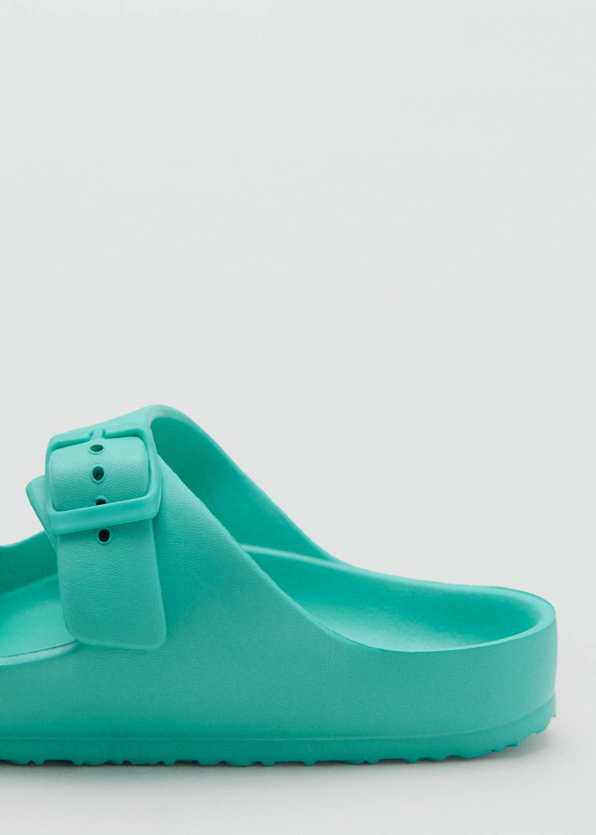 Rubberised buckle sandals — Turquoise