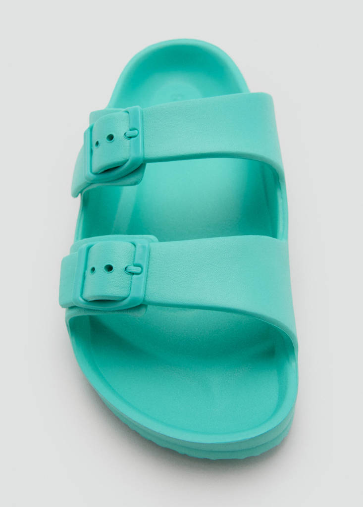 Rubberised buckle sandals — Turquoise